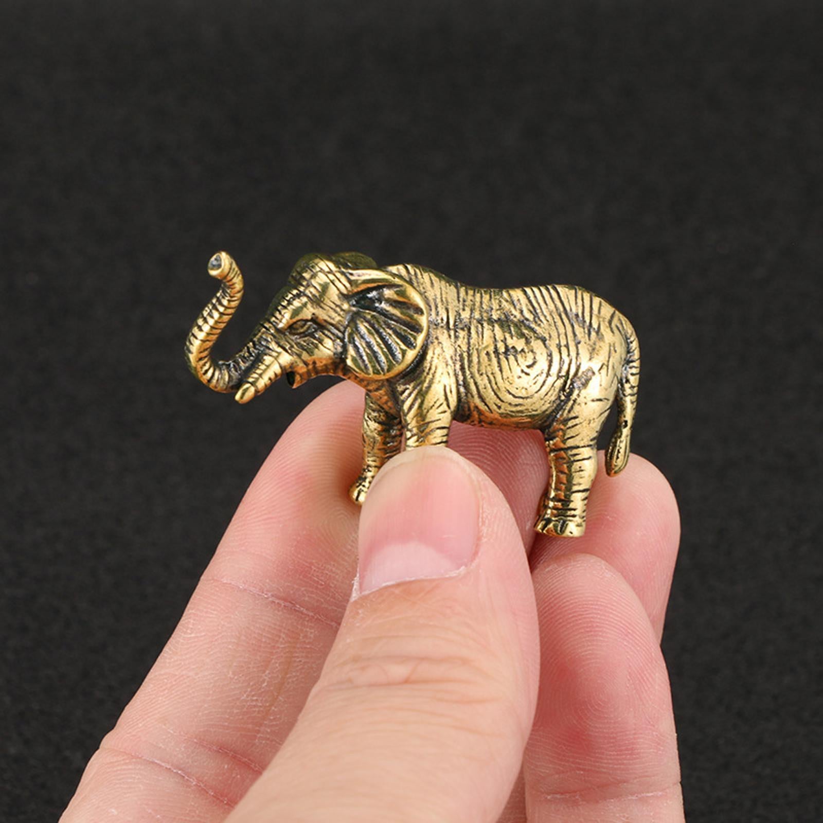 Brass Elephant Statue Mini Elephant Statue for Office Shelf Decoration