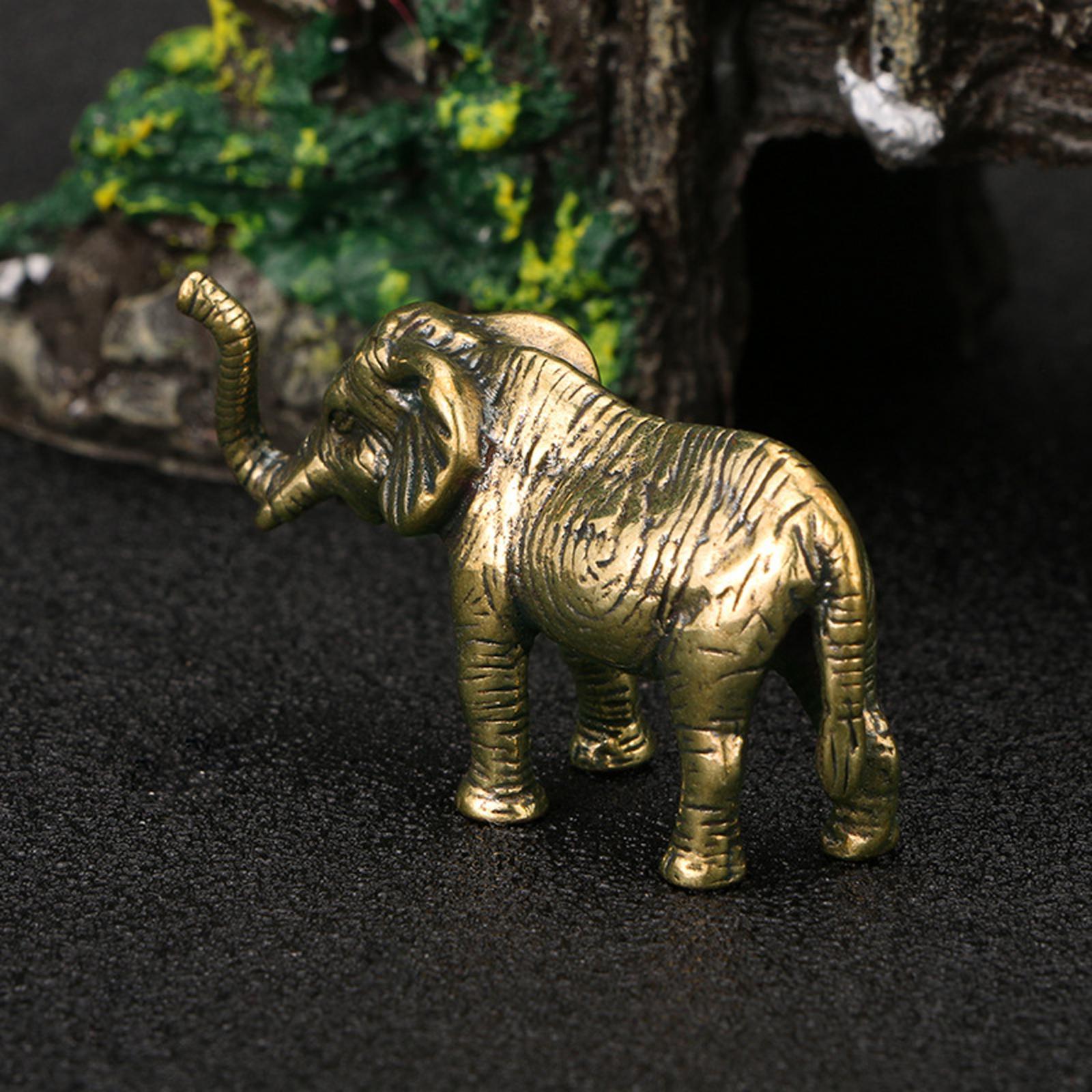 Brass Elephant Statue Mini Elephant Statue for Office Shelf Decoration