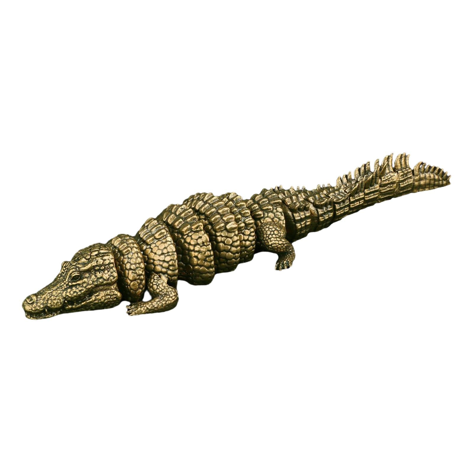 Brass Crocodiles Statue Ornament Large Brass Ornament for Study Room Shelves Color B