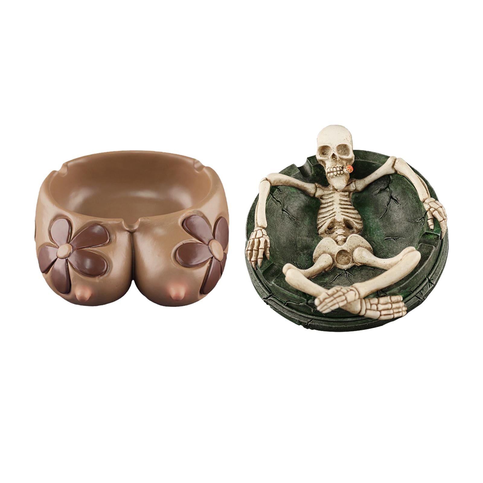 Skeleton Ashtray Skull Figure Decoration Tabletop Sculpture Crafts Ornaments
