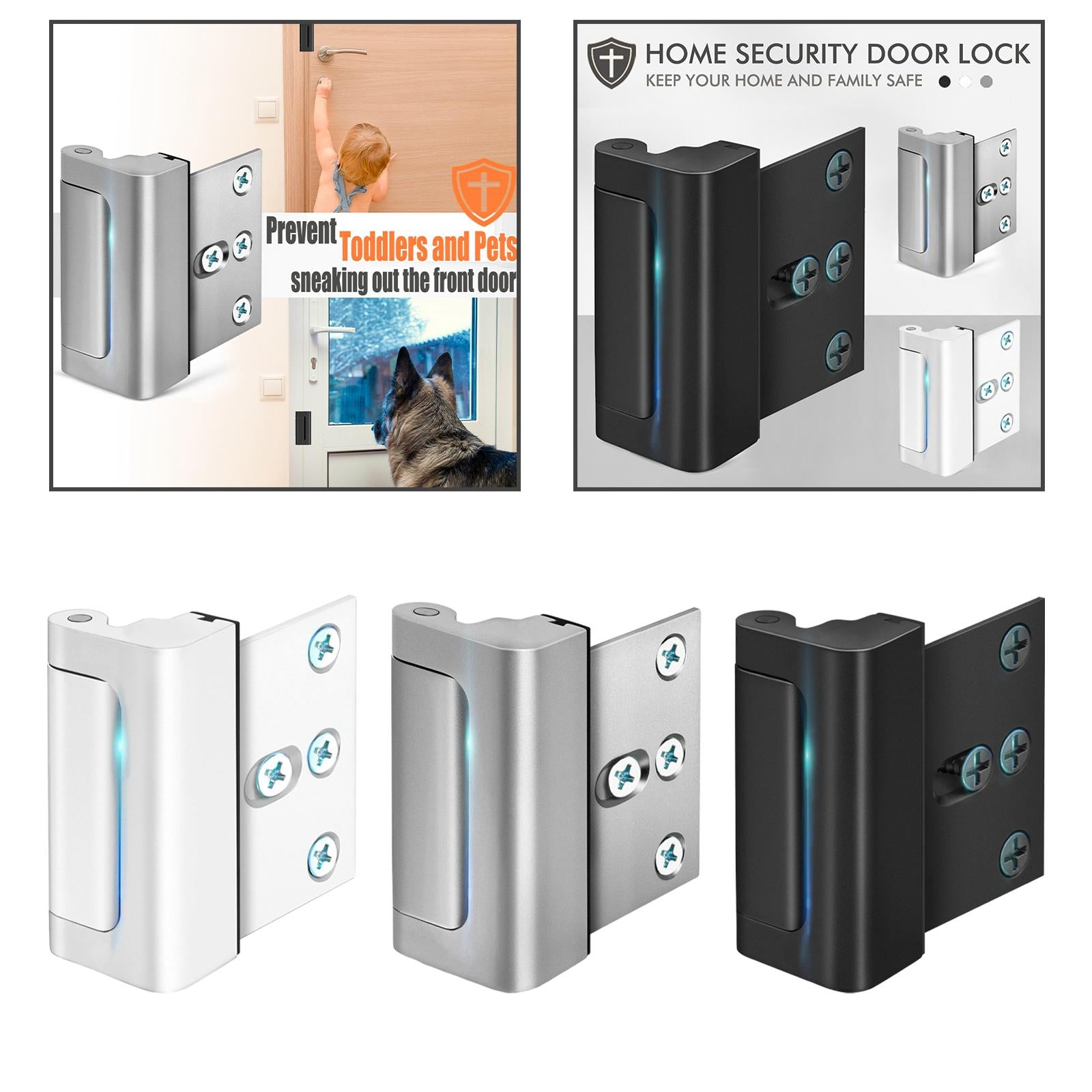 Childproof Door Reinforcement Lock Multipurpose Childproof Safety Door Locks White