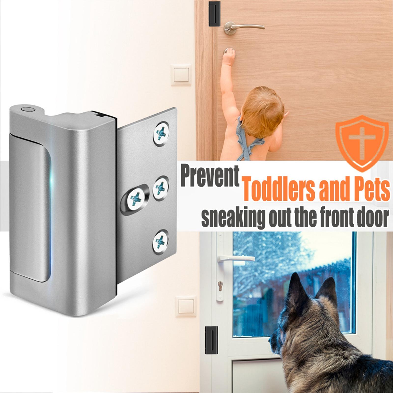 Childproof Door Reinforcement Lock Multipurpose Childproof Safety Door Locks Silver