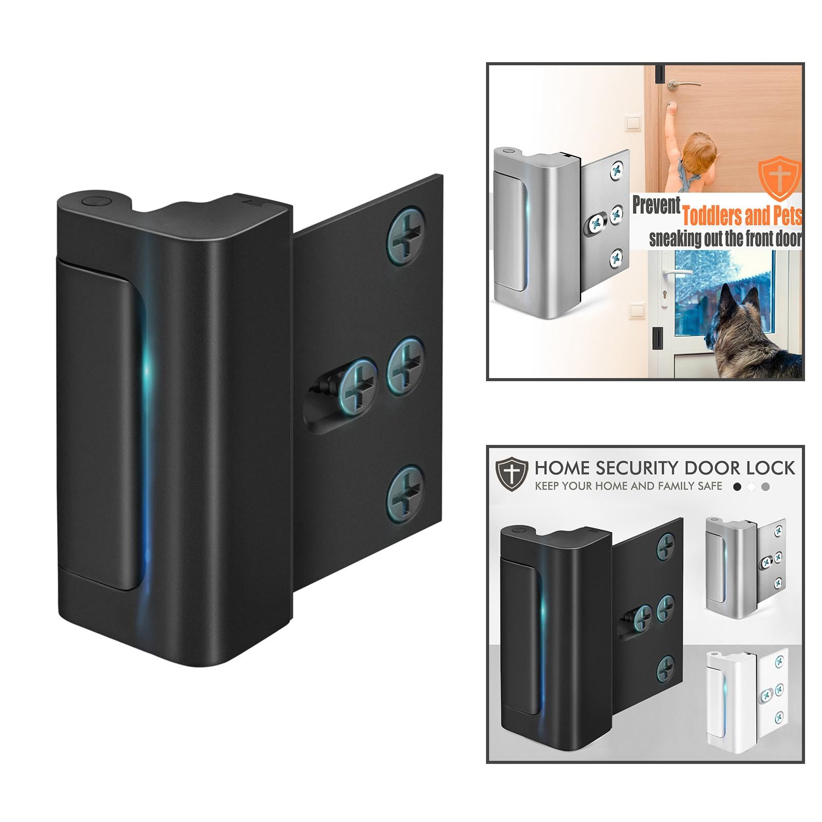 Childproof Door Reinforcement Lock Multipurpose Childproof Safety Door Locks Black