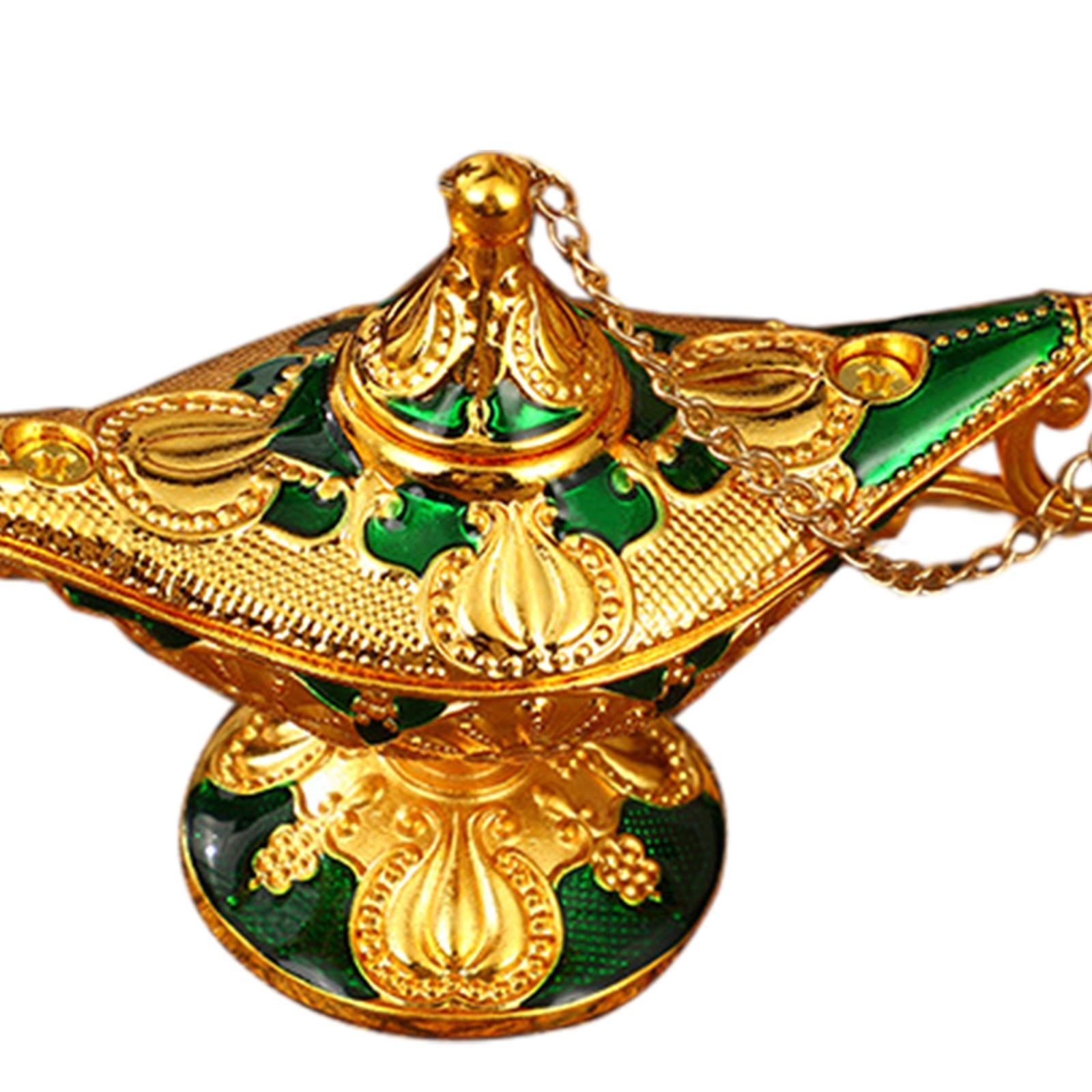 Genie Lamp Ornament Luxury Genie Light for Halloween Bookshelf Birthday Gift Green
