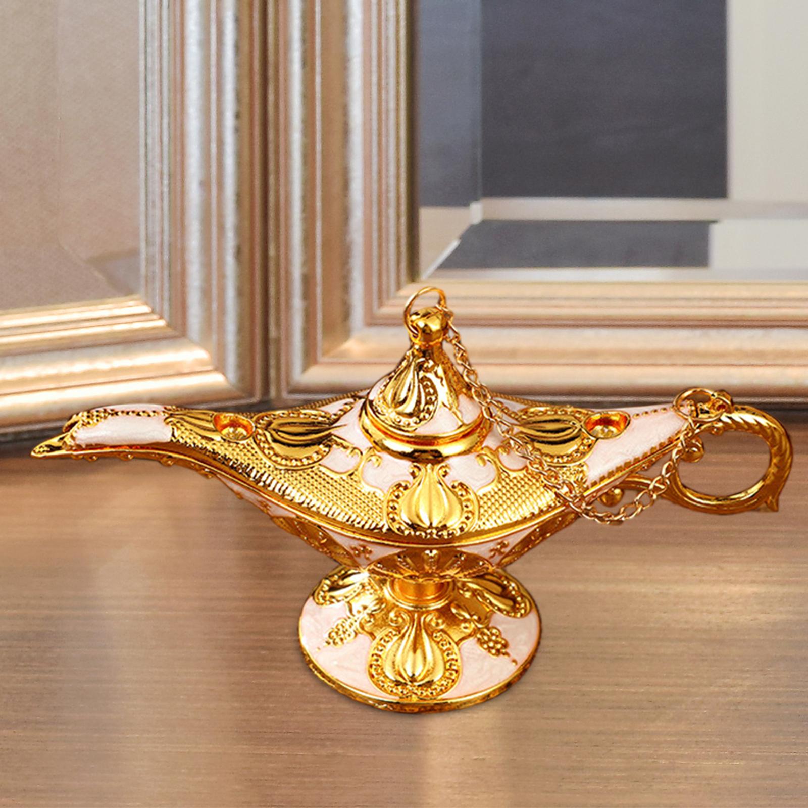Genie Lamp Ornament Luxury Genie Light for Halloween Bookshelf Birthday Gift Rose Gold