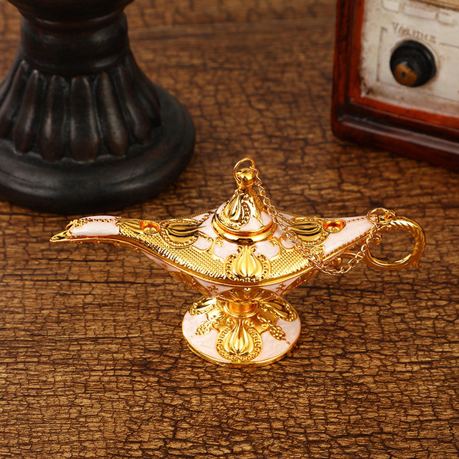 Genie Lamp Ornament Luxury Genie Light for Halloween Bookshelf Birthday Gift Rose Gold