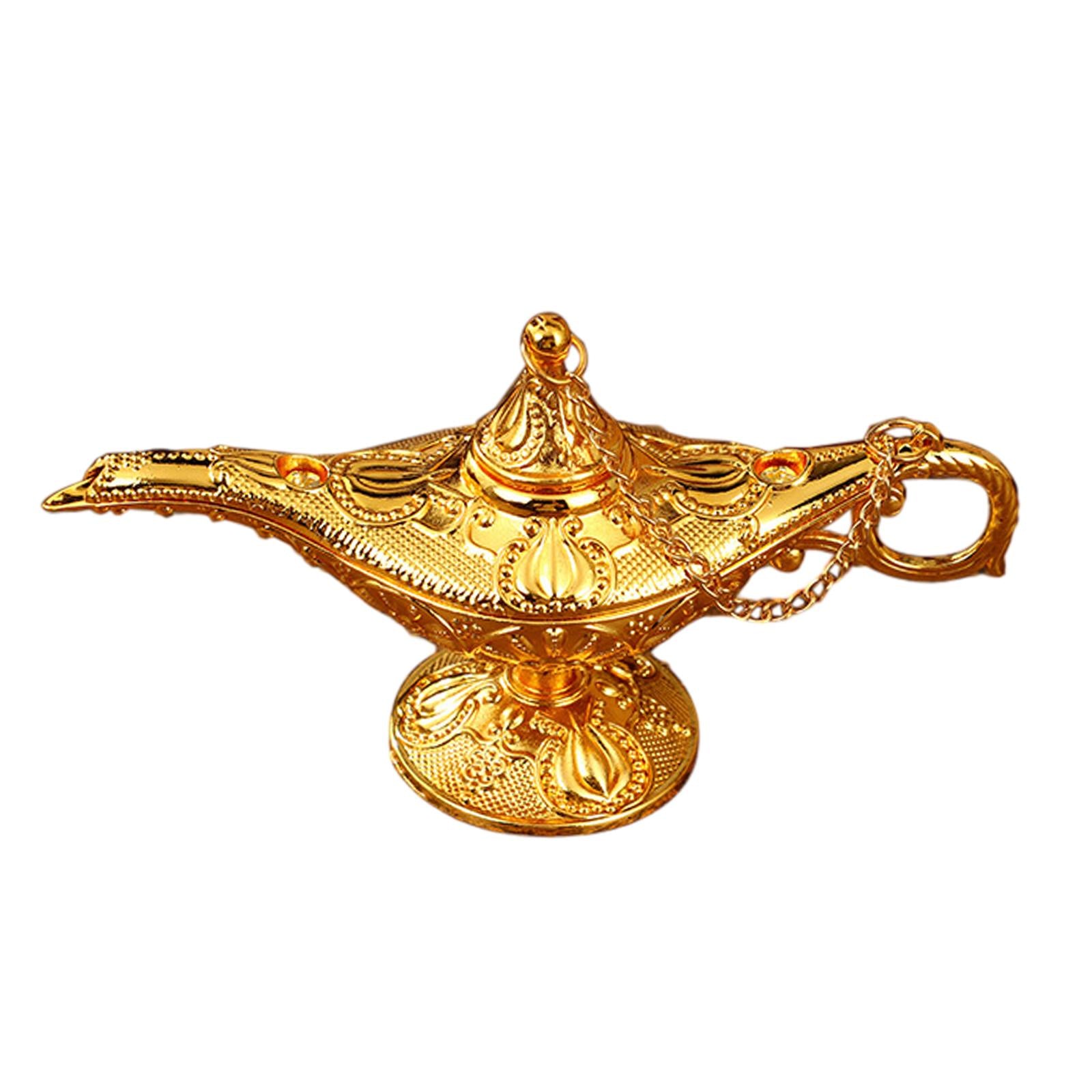 Genie Lamp Ornament Luxury Genie Light for Halloween Bookshelf Birthday Gift Gold