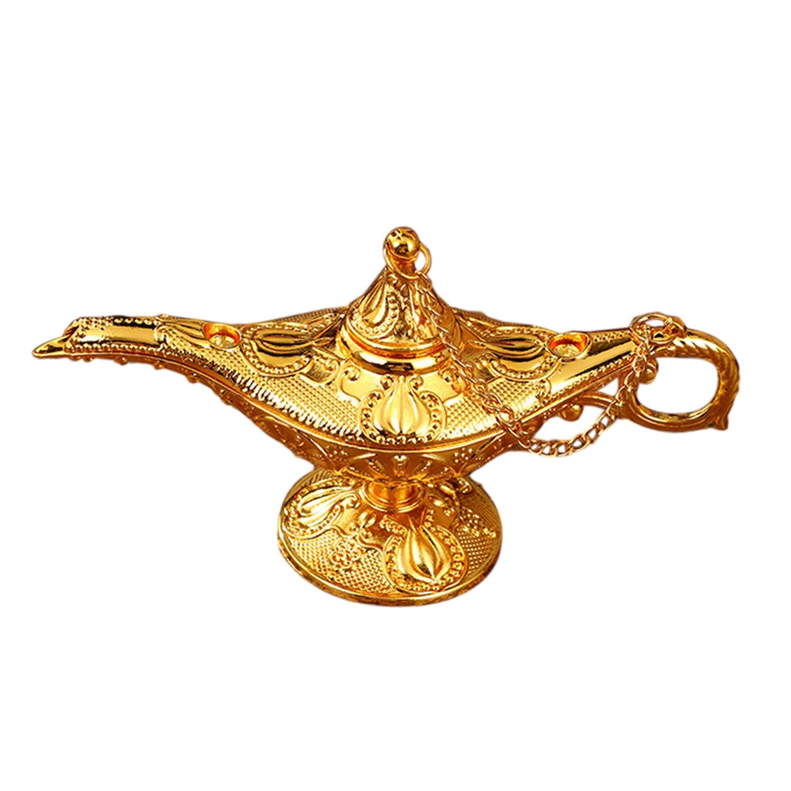 Genie Lamp Ornament Luxury Genie Light for Halloween Bookshelf Birthday Gift Gold