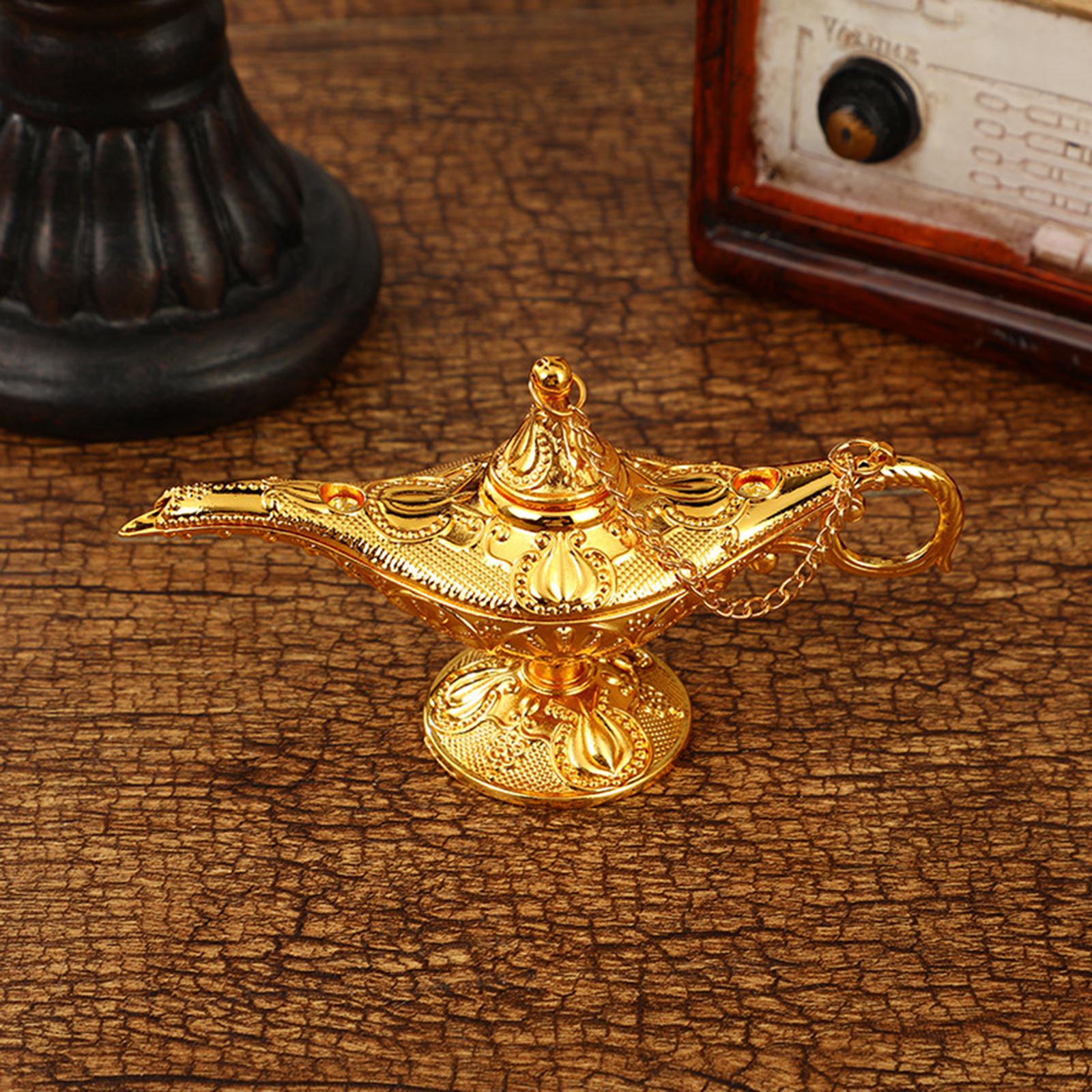 Genie Lamp Ornament Luxury Genie Light for Halloween Bookshelf Birthday Gift Gold