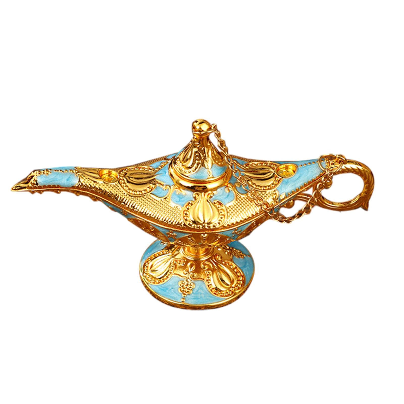 Genie Lamp Ornament Luxury Genie Light for Halloween Bookshelf Birthday Gift Light Blue
