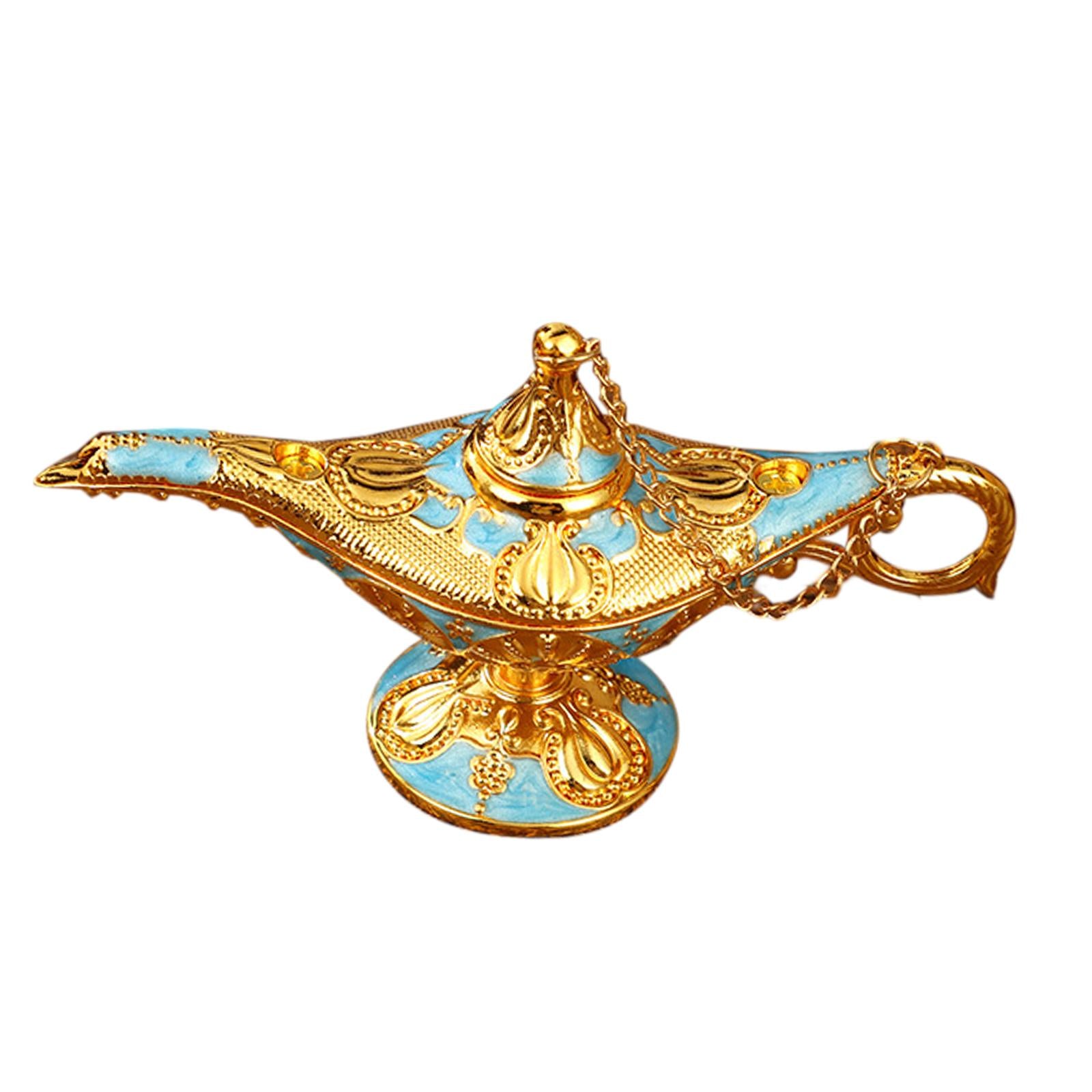 Genie Lamp Ornament Luxury Genie Light for Halloween Bookshelf Birthday Gift Light Blue