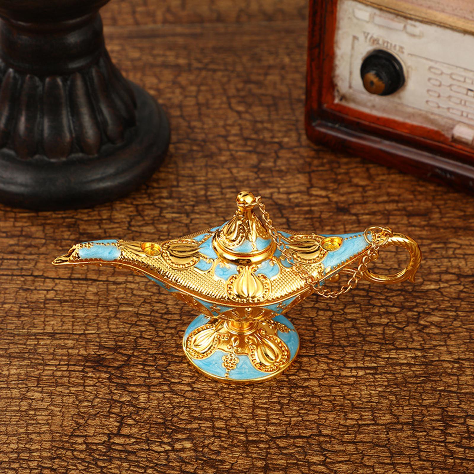 Genie Lamp Ornament Luxury Genie Light for Halloween Bookshelf Birthday Gift Light Blue