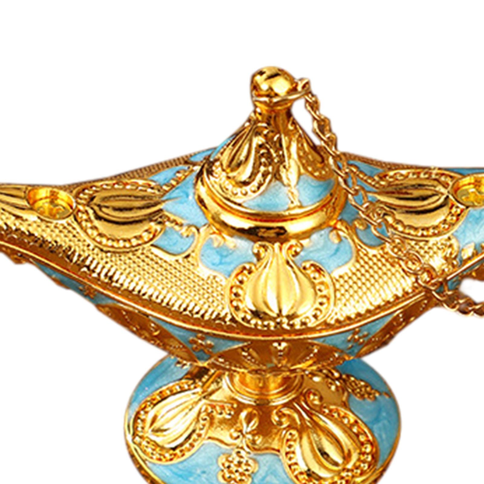 Genie Lamp Ornament Luxury Genie Light for Halloween Bookshelf Birthday Gift Light Blue