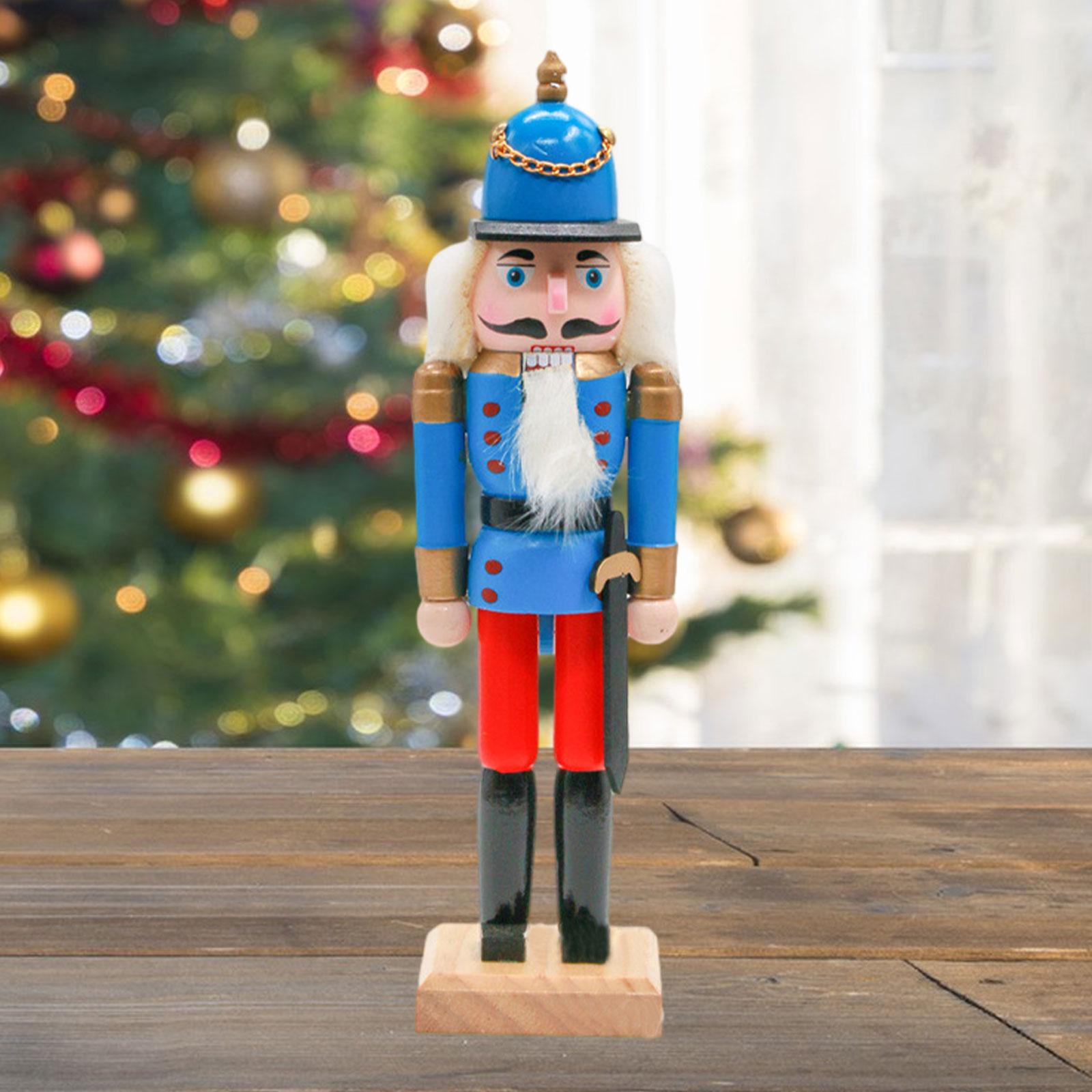Nutcracker Ornaments Party Favors 25cm Nutcracker Figures for Desktop Winter Blue