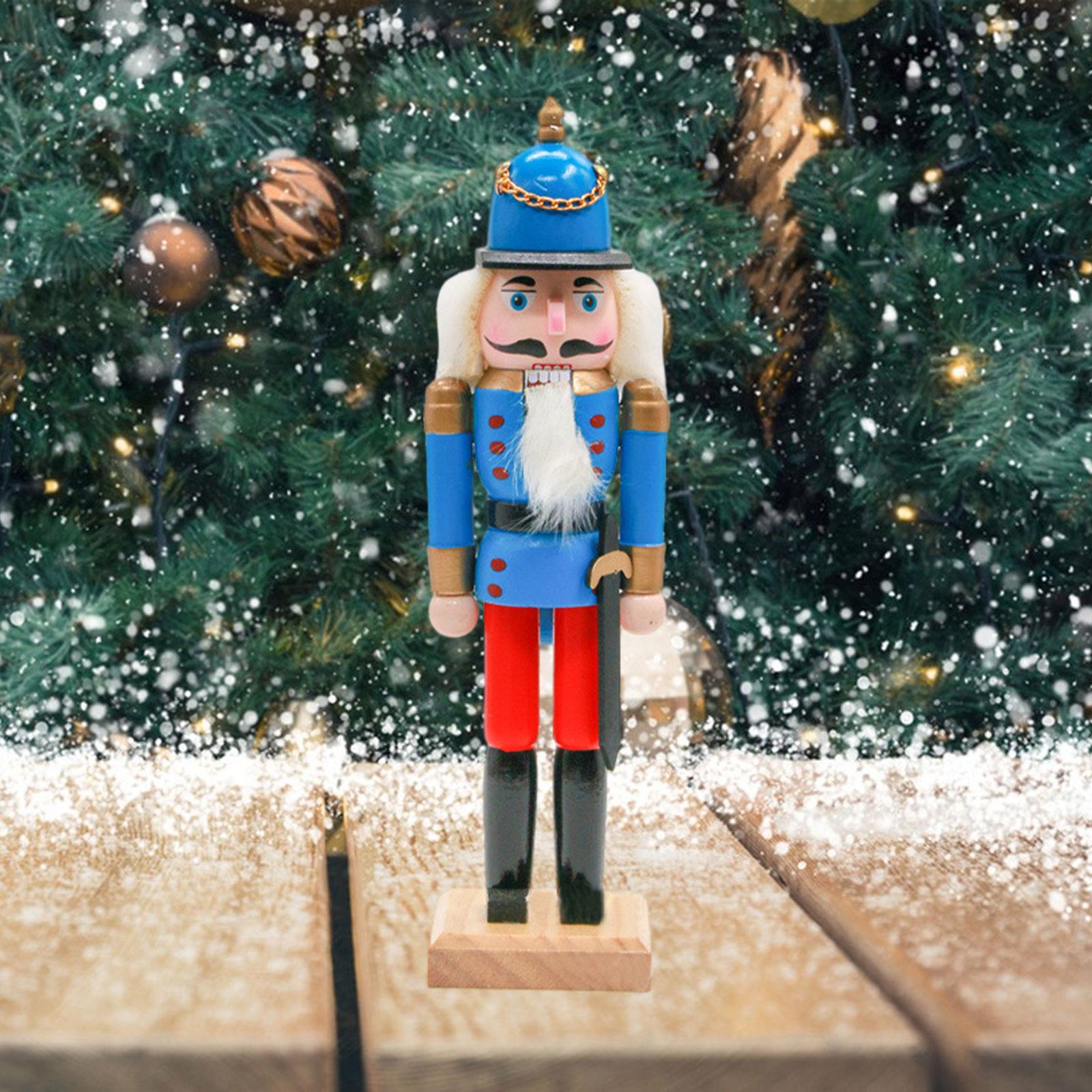 Nutcracker Ornaments Party Favors 25cm Nutcracker Figures for Desktop Winter Blue