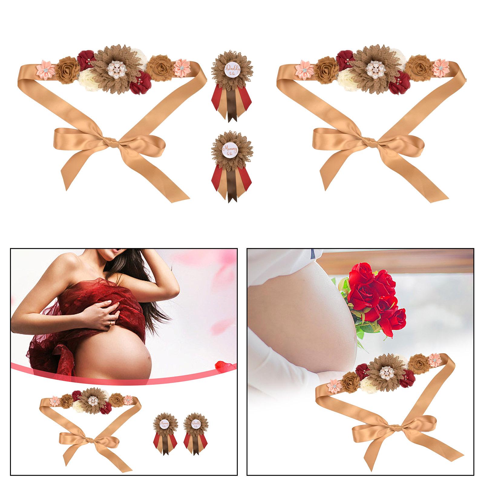 Maternity Sash Belt Sash Belt for Baby Shower Party Supplies Keepsake Gifts with corsage