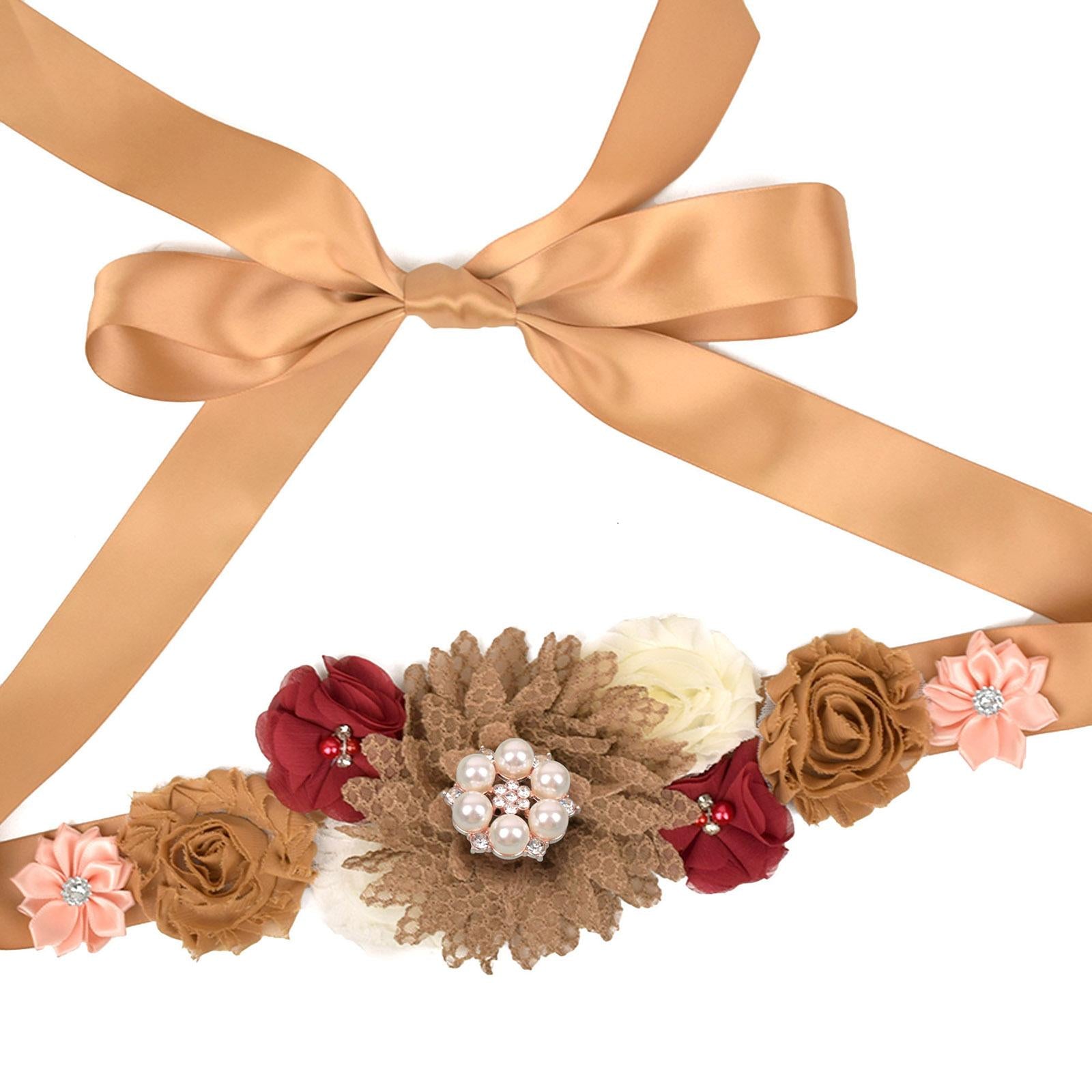 Maternity Sash Belt Sash Belt for Baby Shower Party Supplies Keepsake Gifts with corsage