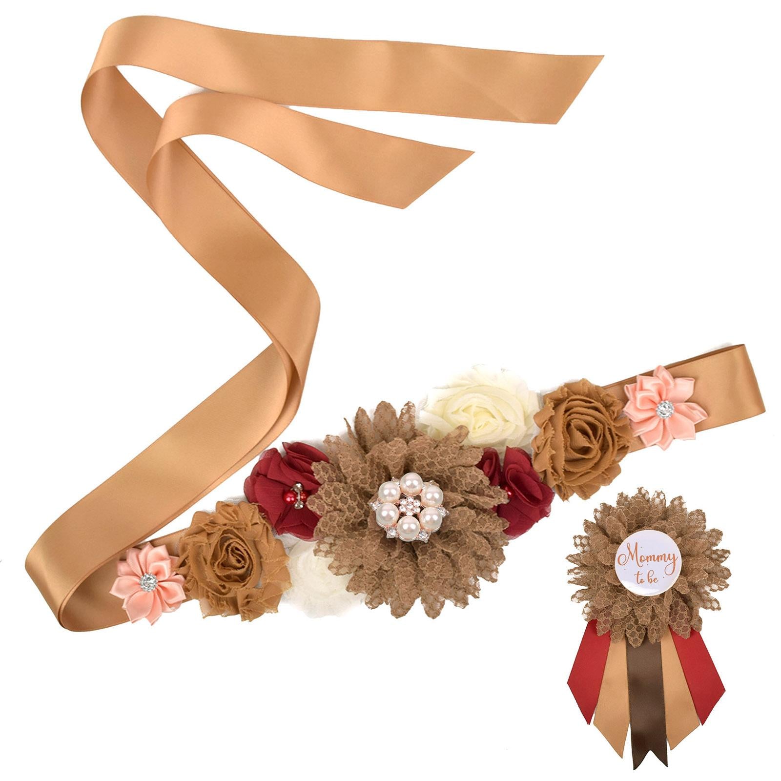 Maternity Sash Belt Sash Belt for Baby Shower Party Supplies Keepsake Gifts with corsage