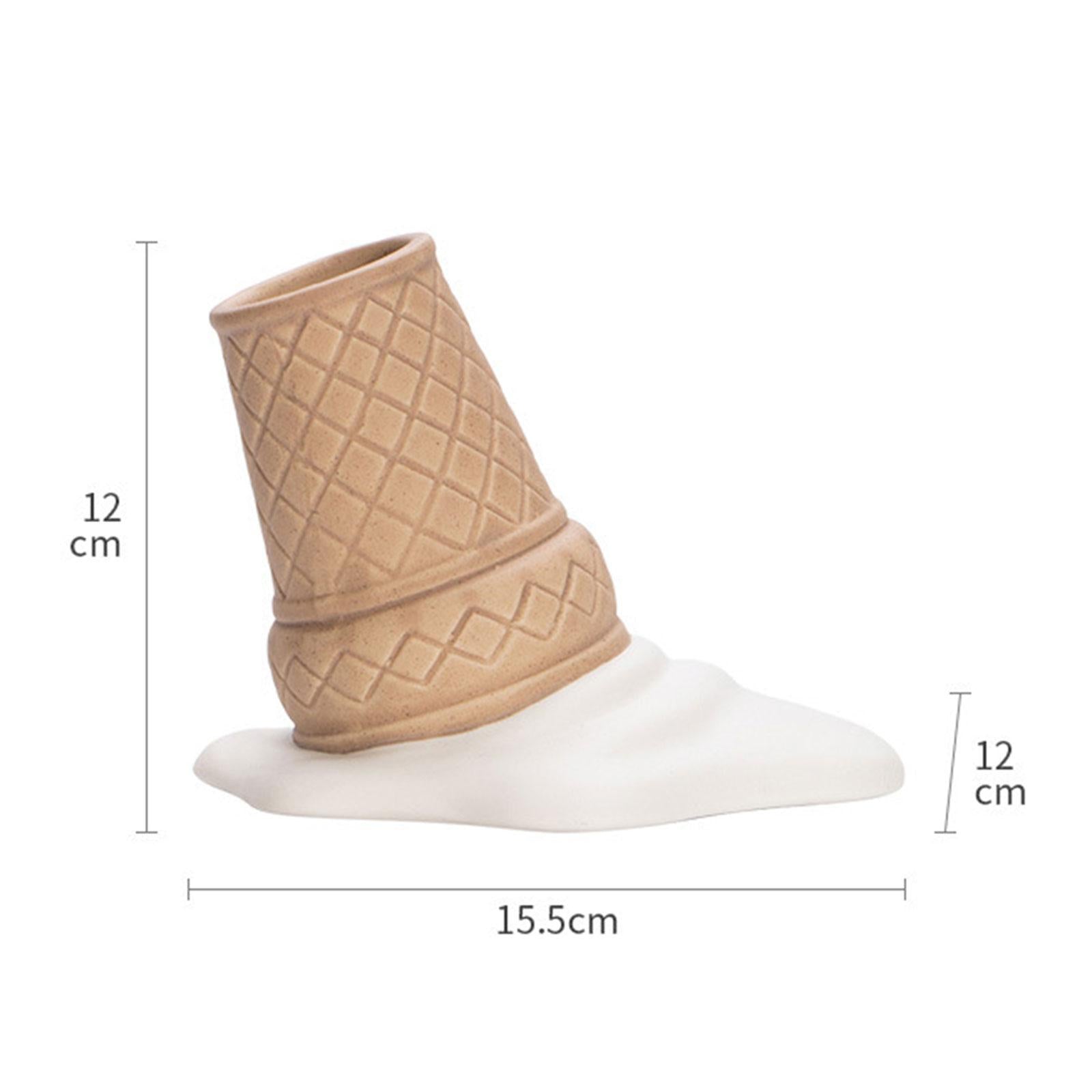 Ceramic Ice Cream Shape Vase Ornament Cute Sculpture for Home Office Bedroom