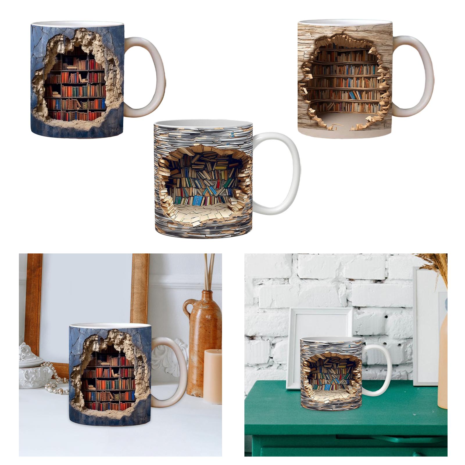 Book Club Drinking Cup Library Bookshelf Mug Ceramic Coffee Mug Bookworm Mug Style A