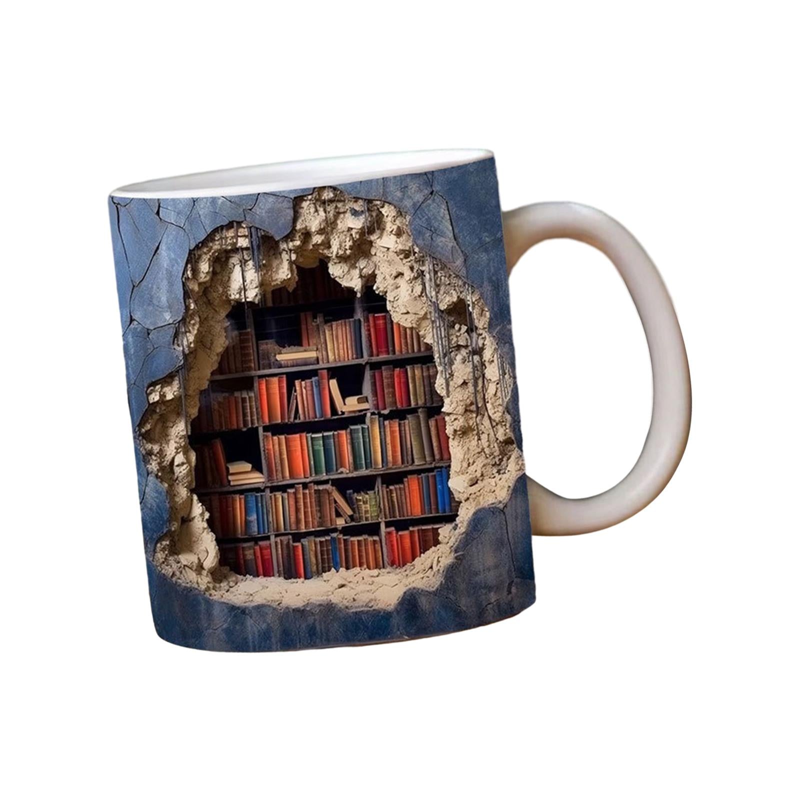 Book Club Drinking Cup Library Bookshelf Mug Ceramic Coffee Mug Bookworm Mug Style A