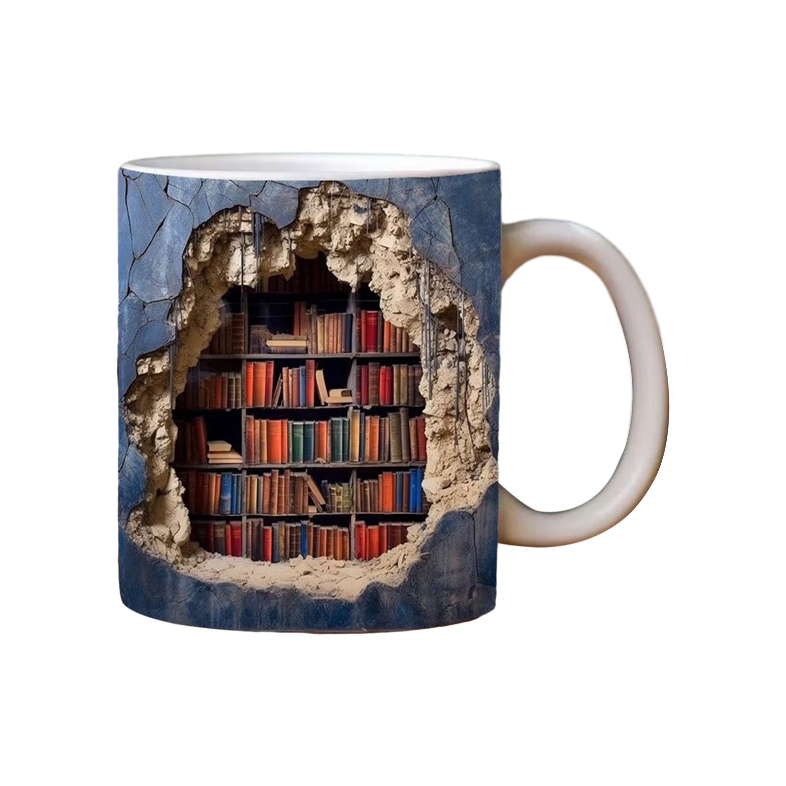 Book Club Drinking Cup Library Bookshelf Mug Ceramic Coffee Mug Bookworm Mug Style A
