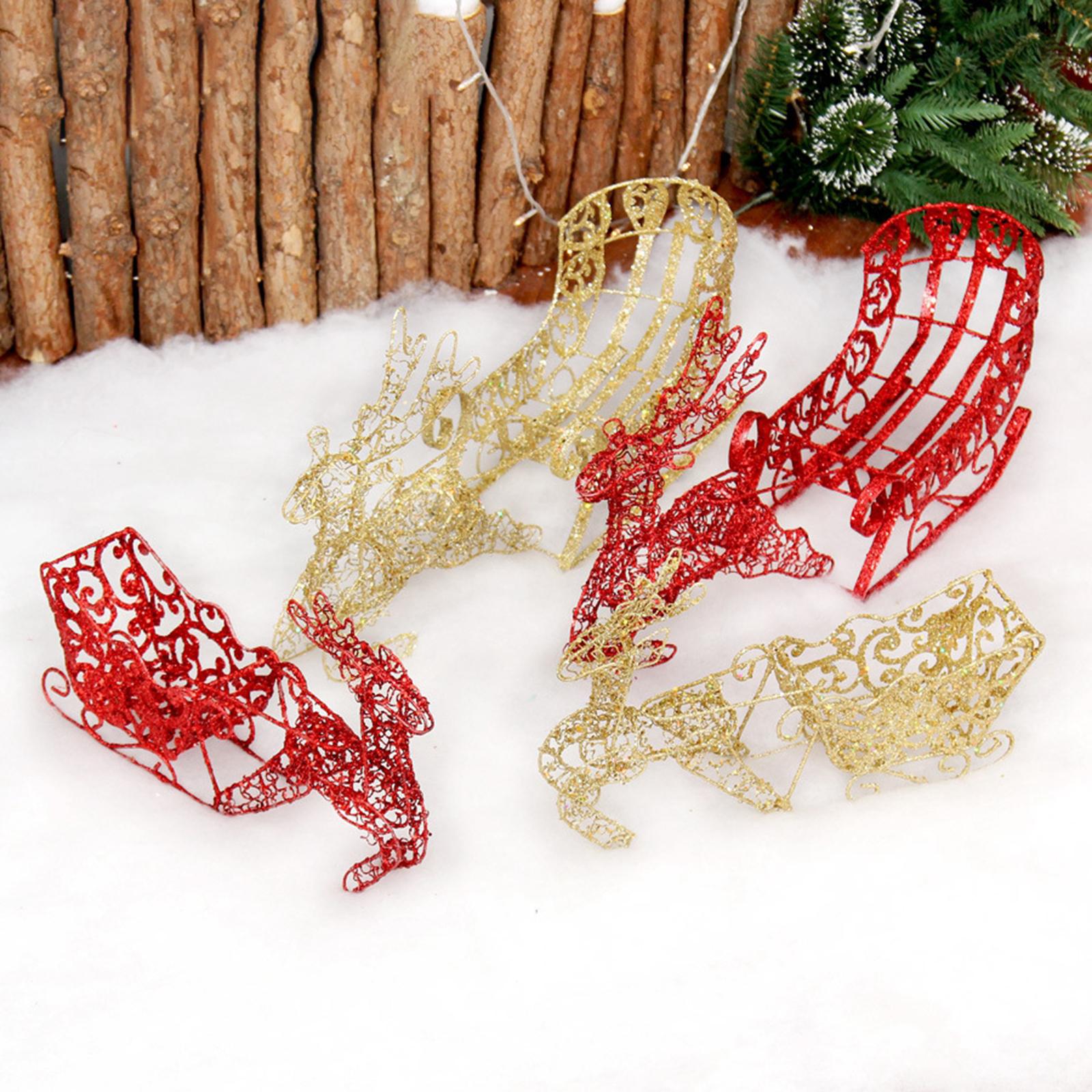 Elk Sleigh Ornaments Sleigh Sculpture Crafts for Bedroom Living Room Desktop Golden