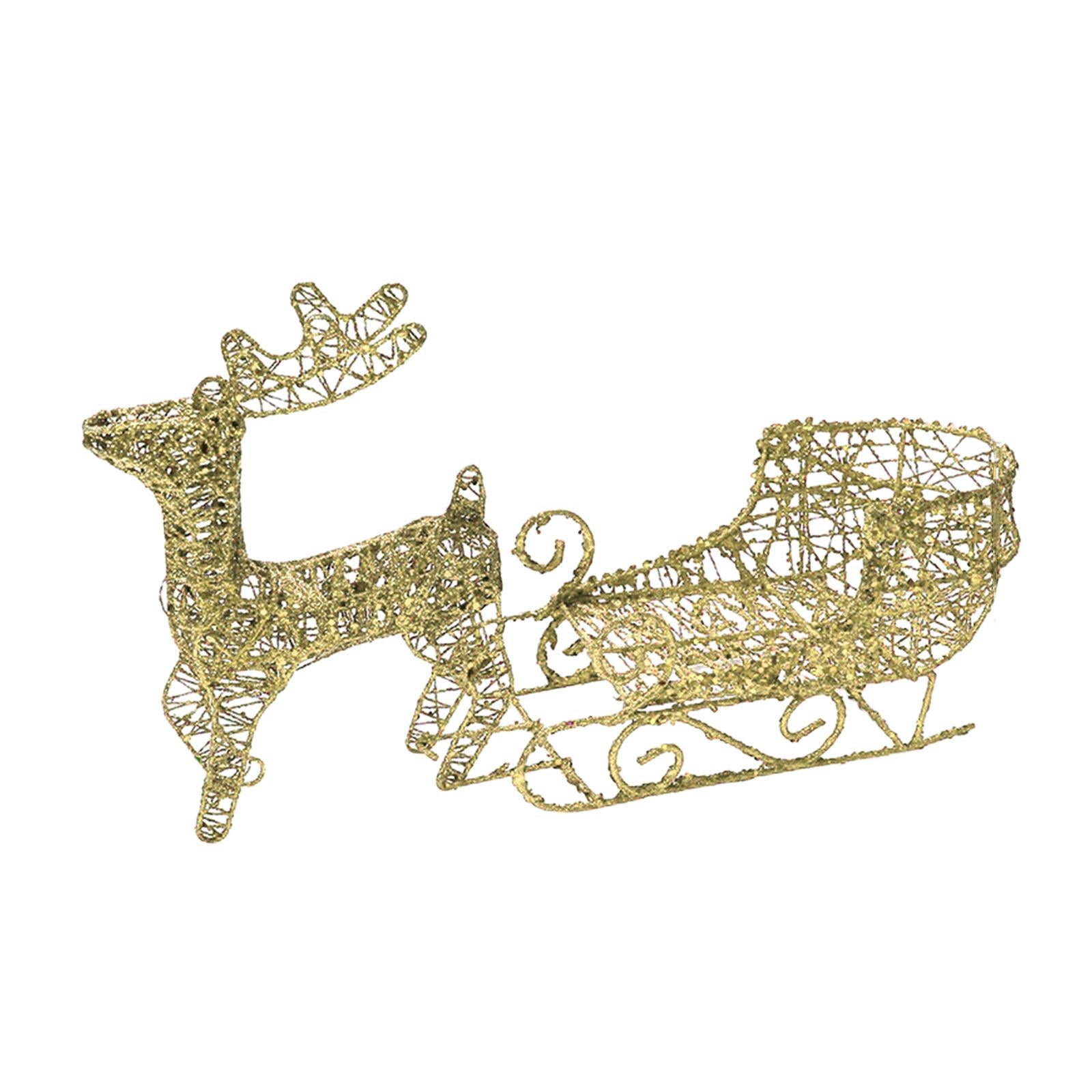 Elk Sleigh Ornaments Sleigh Sculpture Crafts for Bedroom Living Room Desktop Golden