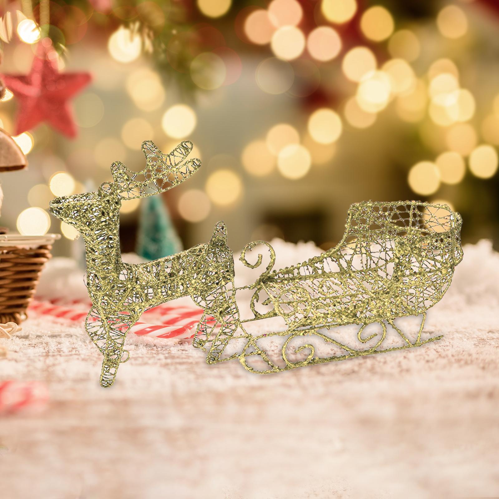 Elk Sleigh Ornaments Sleigh Sculpture Crafts for Bedroom Living Room Desktop Golden