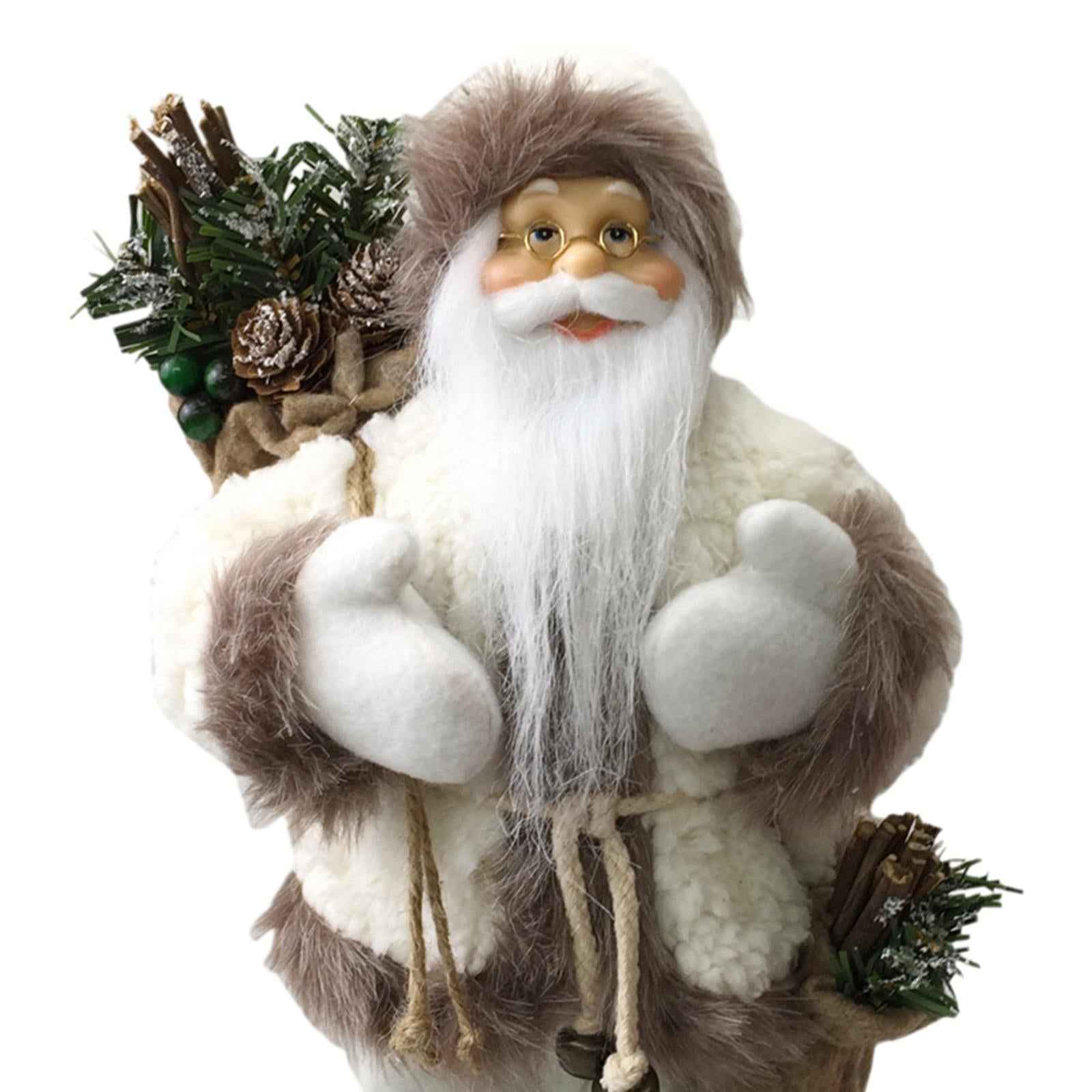 Santa Figurine Doll Ornament Table Decor Cute Statue for Party Birthday Gift white