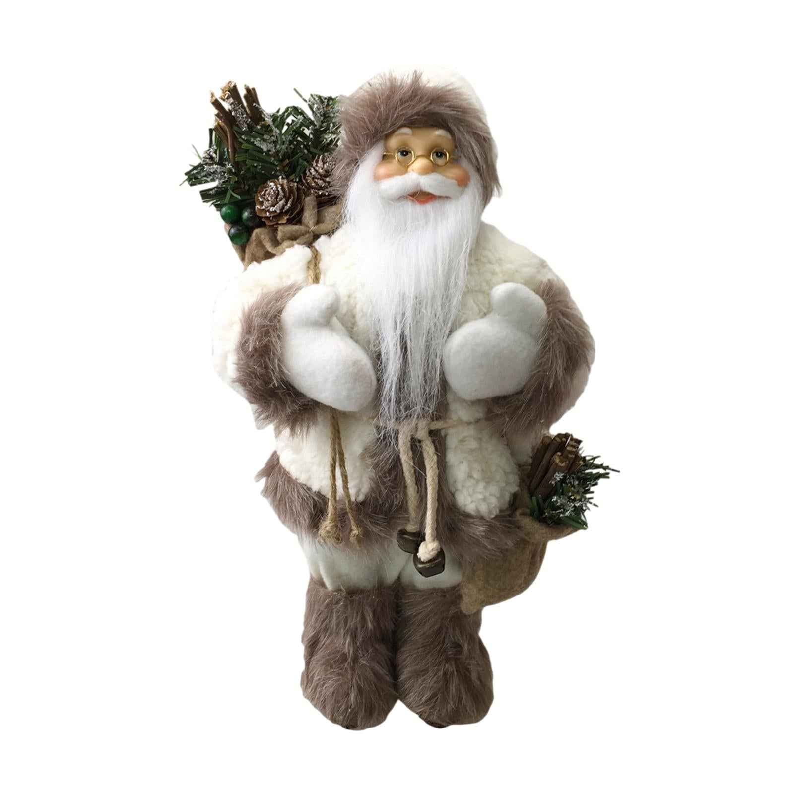 Santa Figurine Doll Ornament Table Decor Cute Statue for Party Birthday Gift white