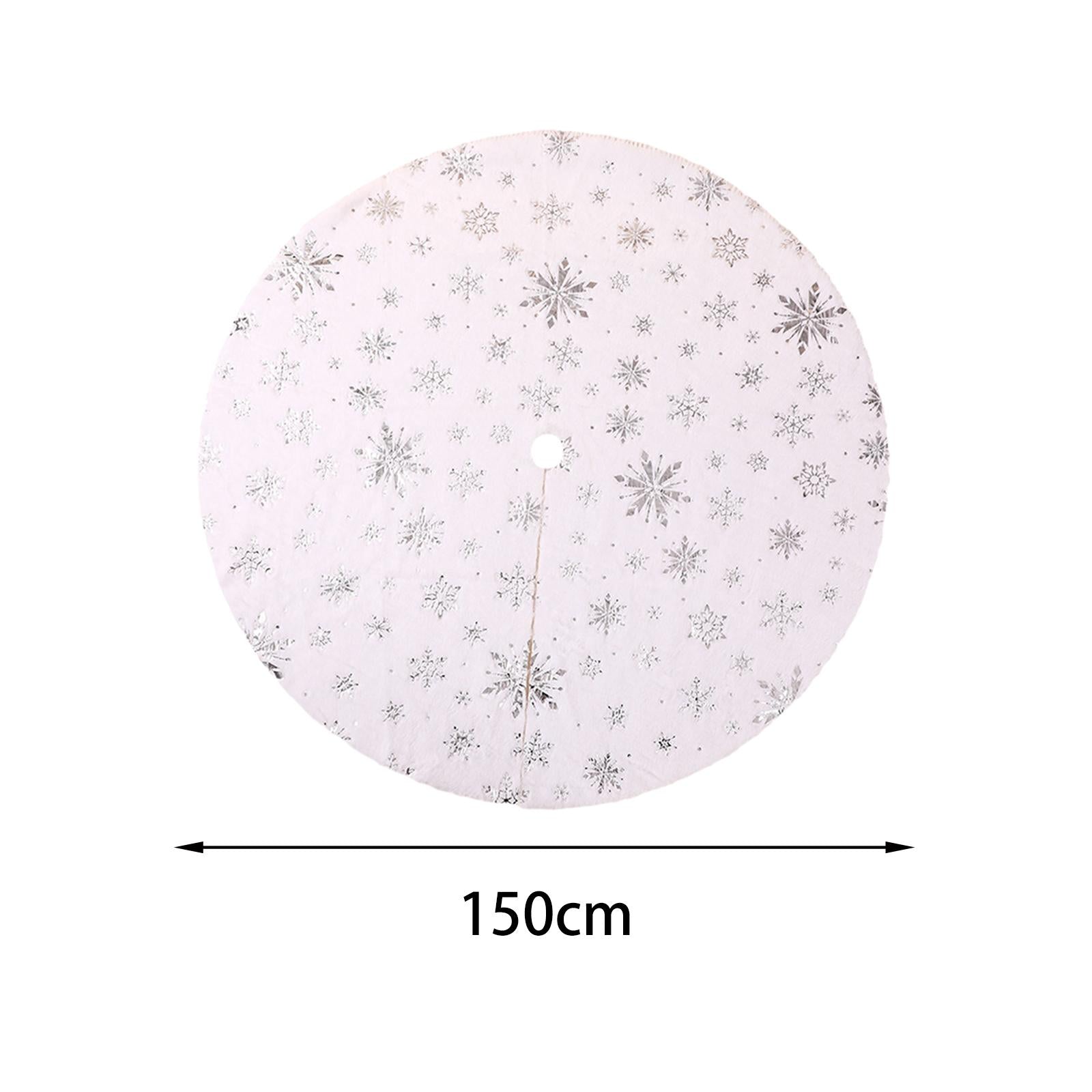 Xmas Tree Skirt Warm Round Xmas Tree Mat for Indoor Outdoor New Year Holiday 150cm silver