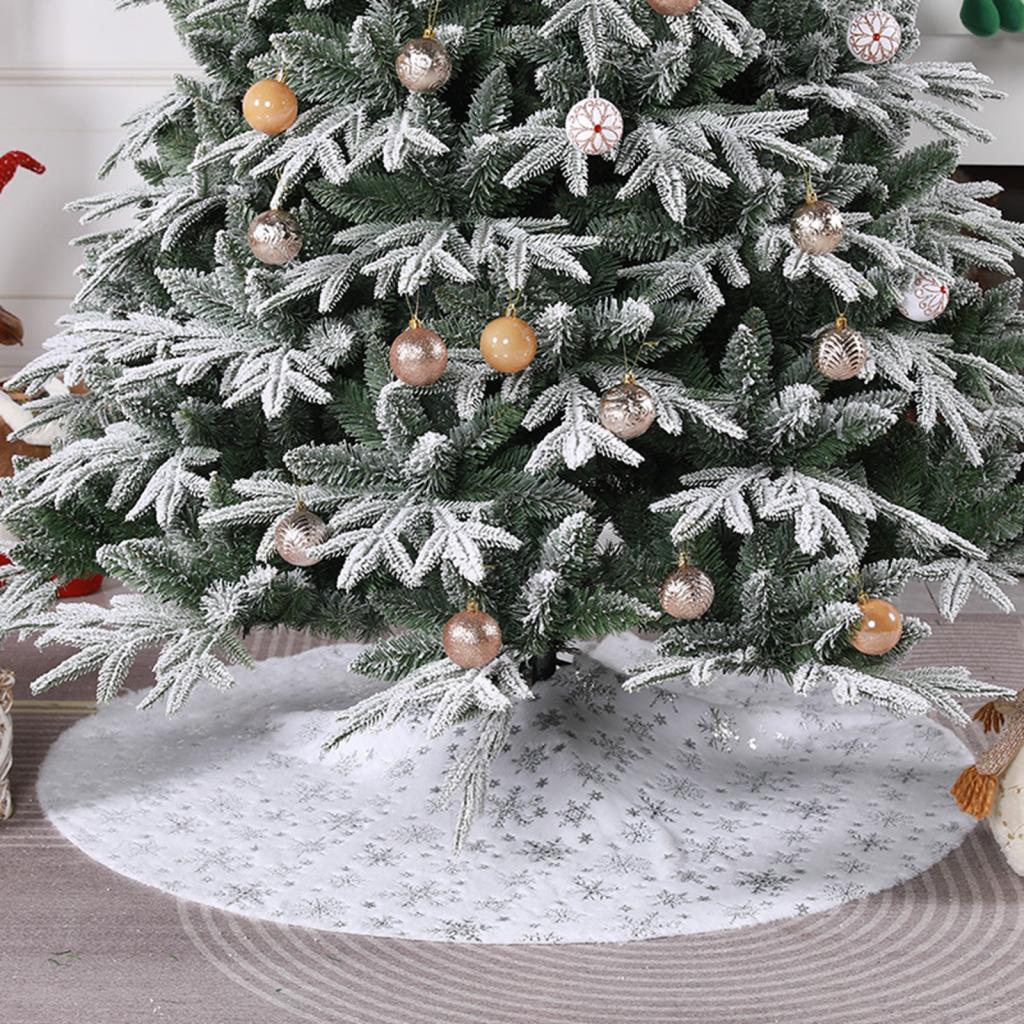Xmas Tree Skirt Warm Round Xmas Tree Mat for Indoor Outdoor New Year Holiday 60cm silver
