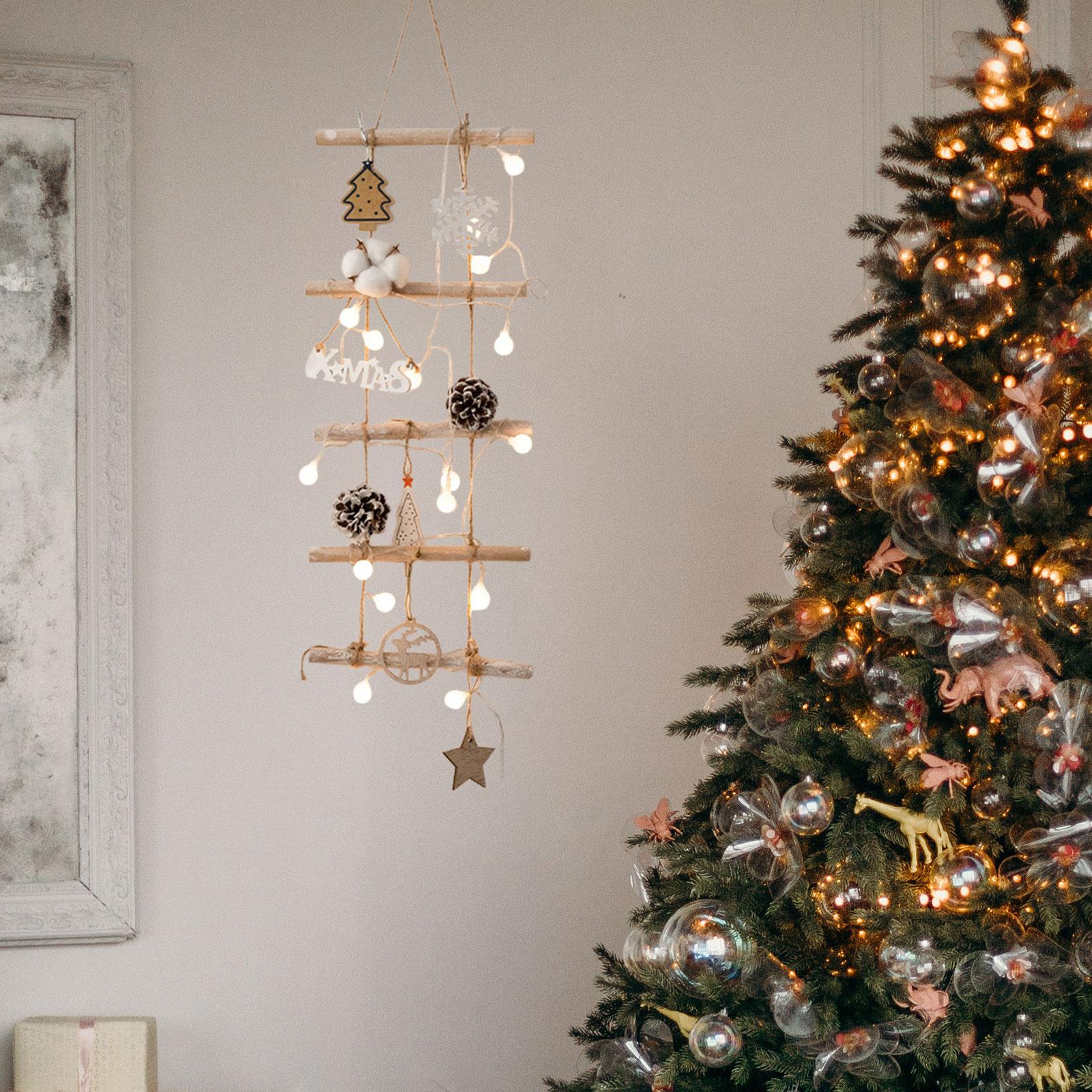 Xmas Tree Branch Decoration Lights Decor Wall for Office Living Room Bedroom Style C