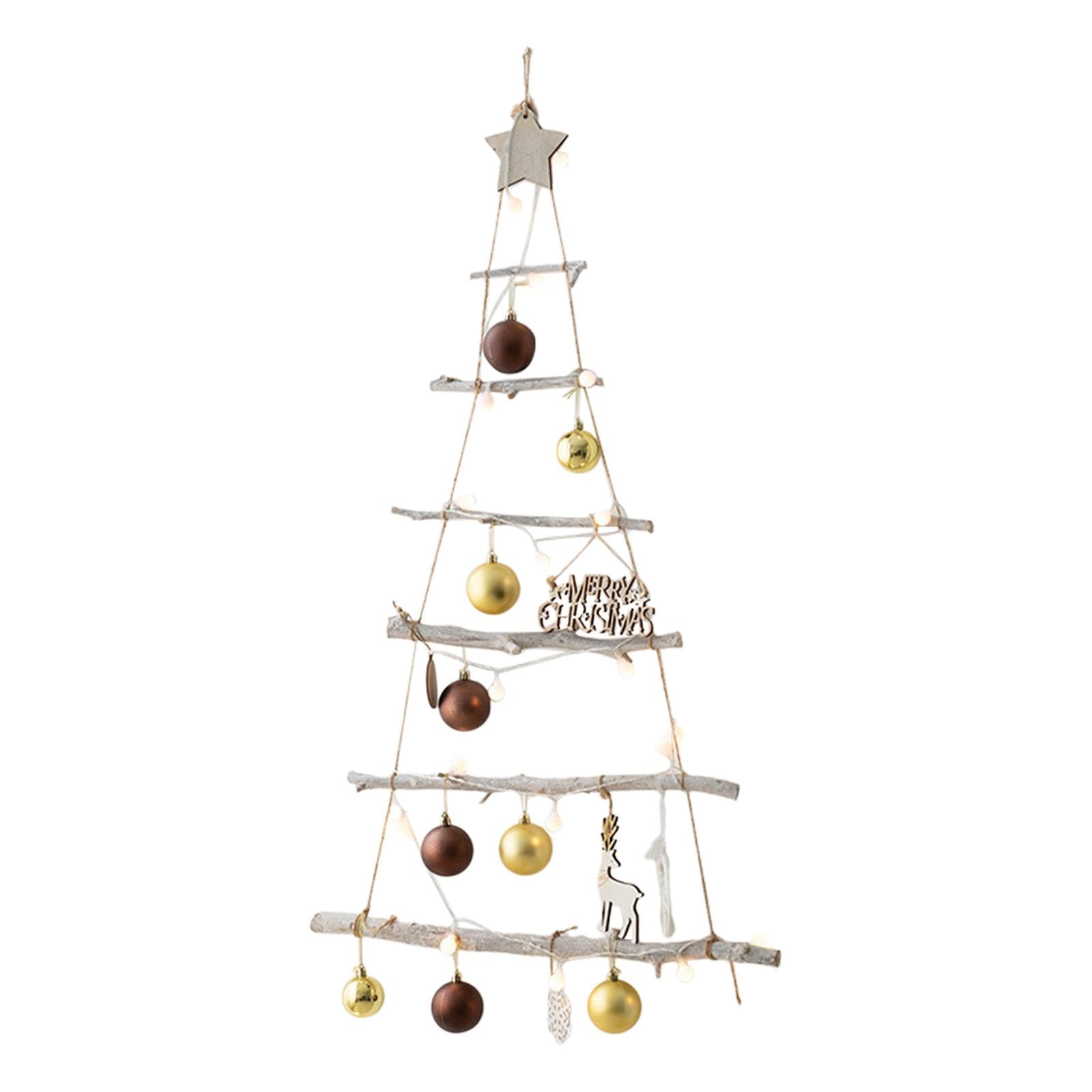 Xmas Tree Branch Decoration Lights Decor Wall for Office Living Room Bedroom Style F