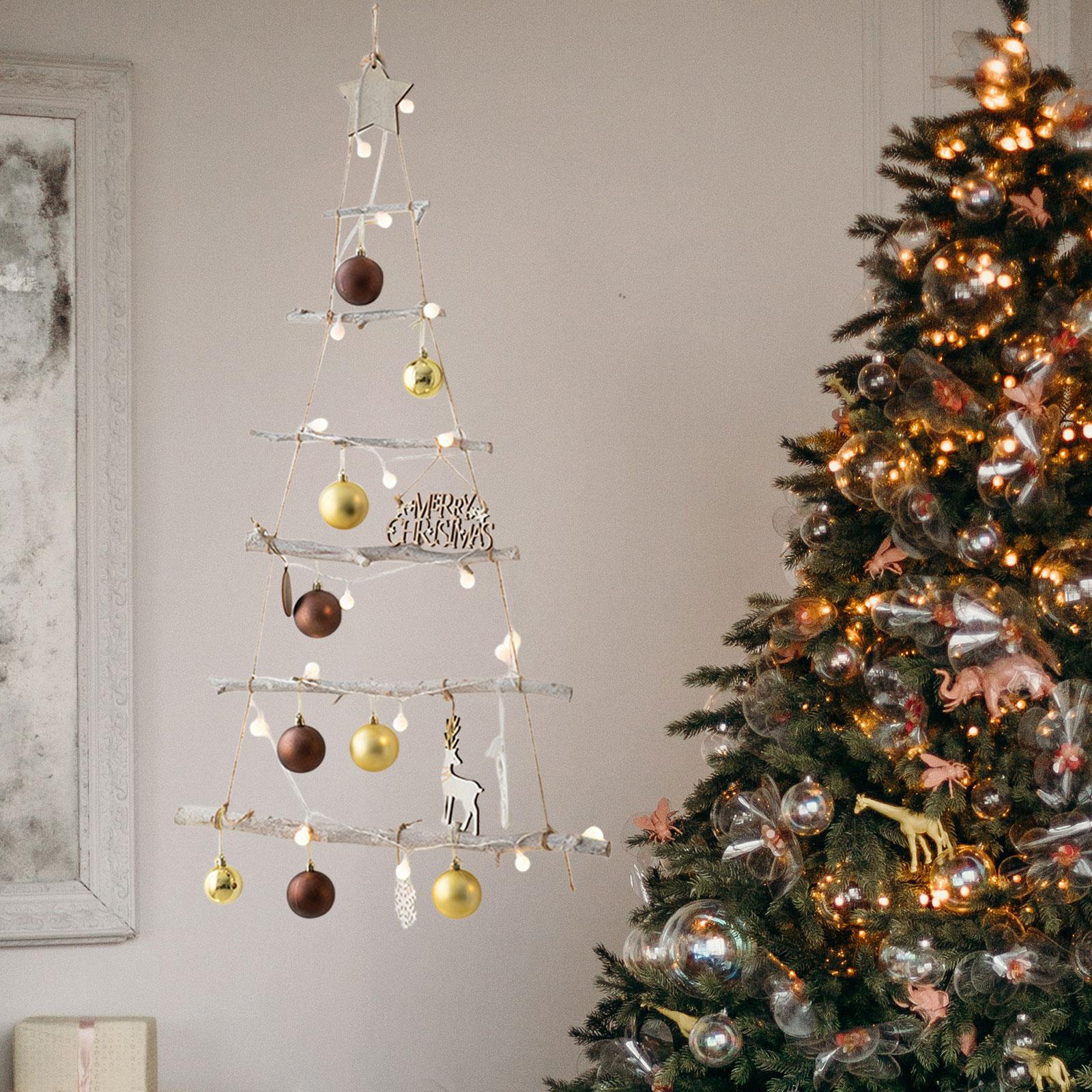 Xmas Tree Branch Decoration Lights Decor Wall for Office Living Room Bedroom Style F
