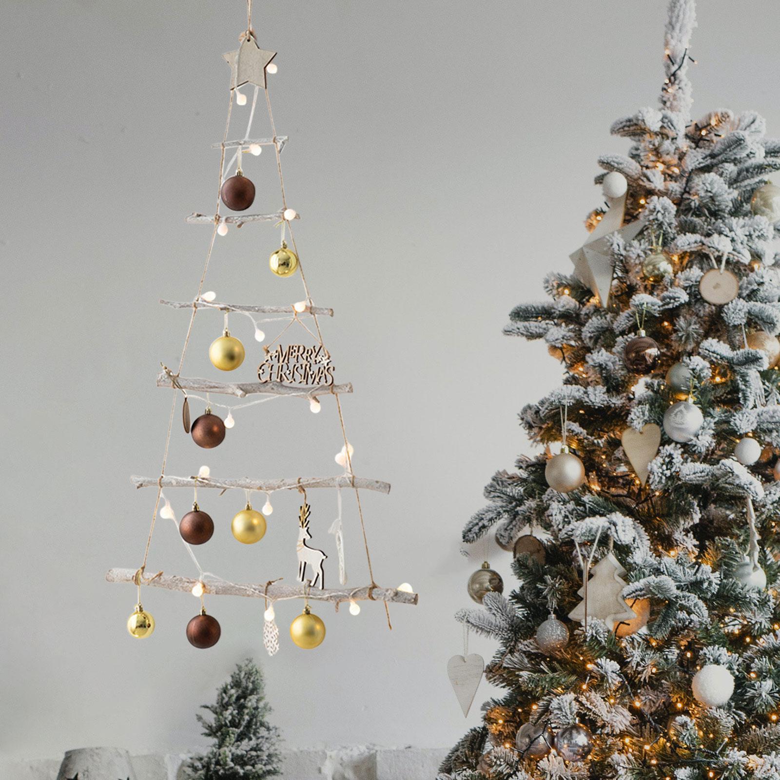 Xmas Tree Branch Decoration Lights Decor Wall for Office Living Room Bedroom Style F