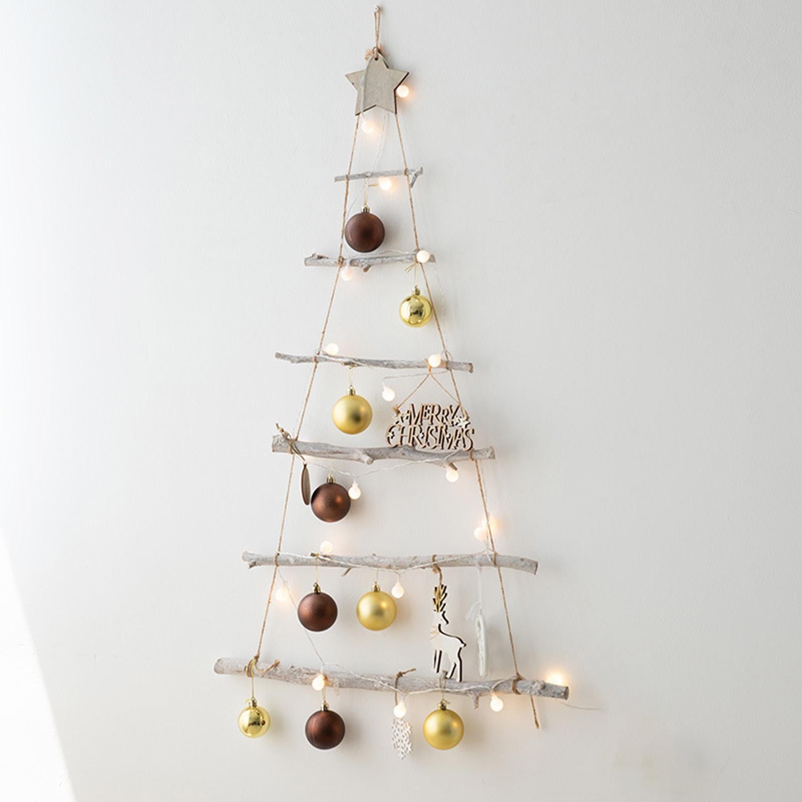 Xmas Tree Branch Decoration Lights Decor Wall for Office Living Room Bedroom Style F