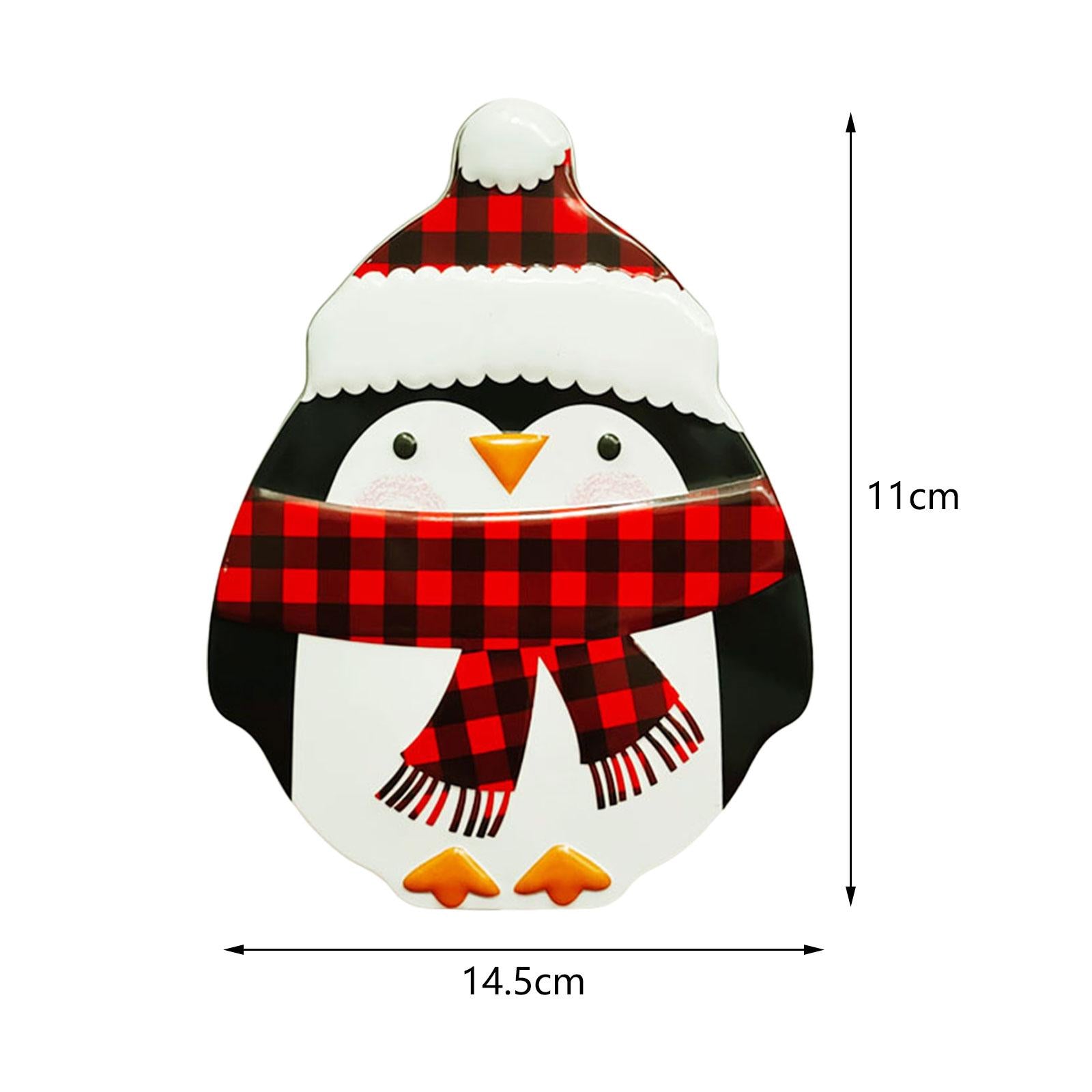 Xmas Candy Box Ornament Chocolate Iron Cookie Sweets Cookie Jar for Festival Penguin