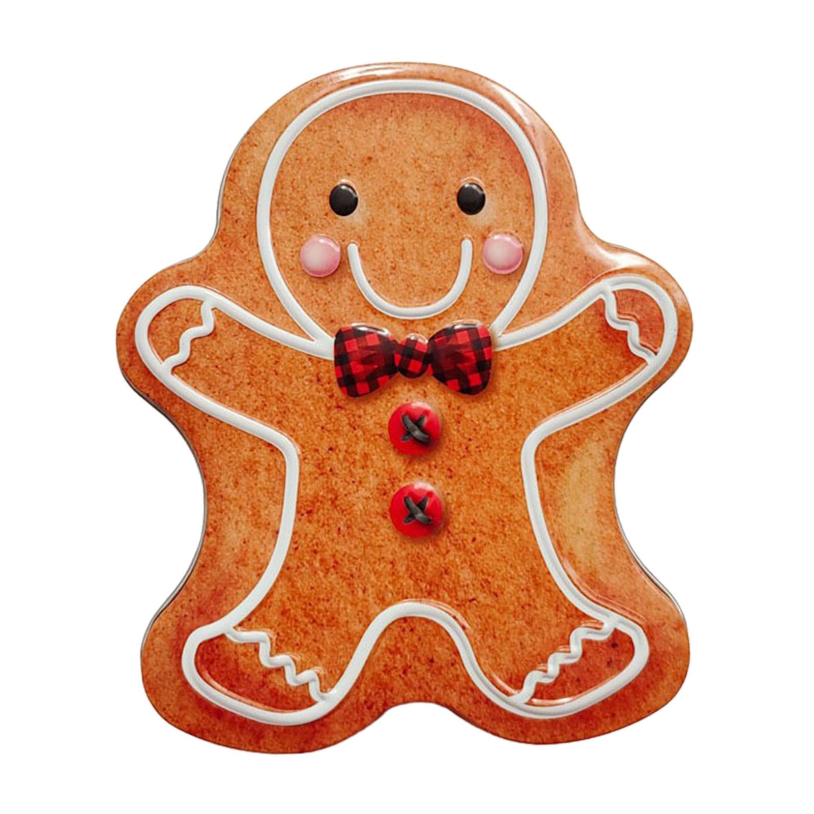 Xmas Candy Box Ornament Chocolate Iron Cookie Sweets Cookie Jar for Festival Gingerbread Man