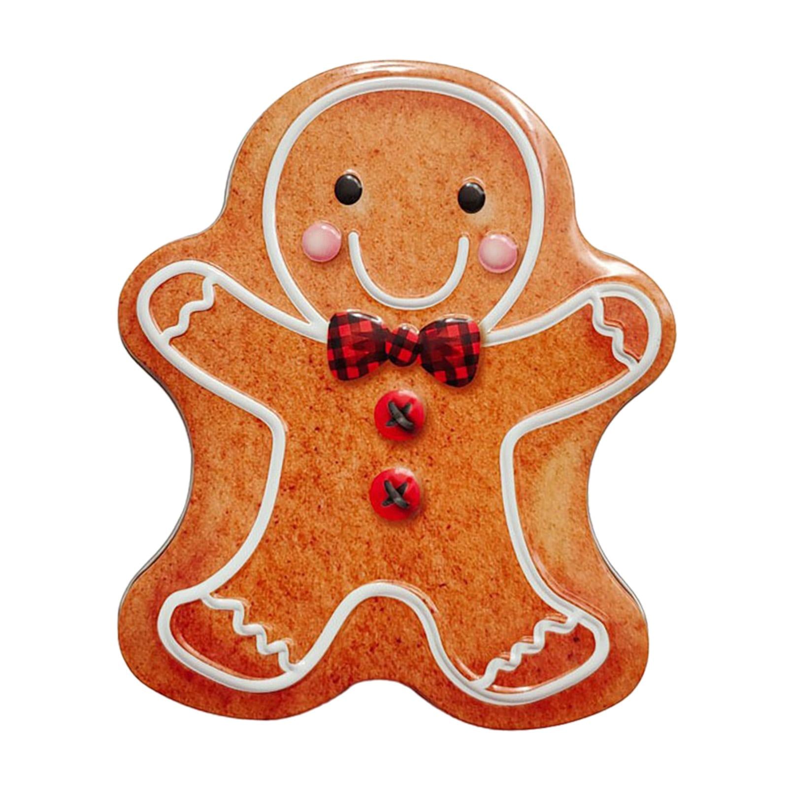 Xmas Candy Box Ornament Chocolate Iron Cookie Sweets Cookie Jar for Festival Gingerbread Man
