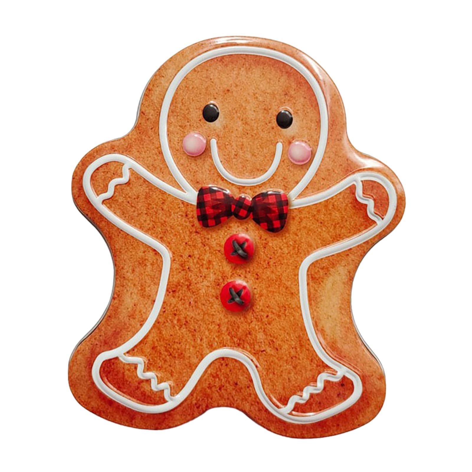 Xmas Candy Box Ornament Chocolate Iron Cookie Sweets Cookie Jar for Festival Gingerbread Man