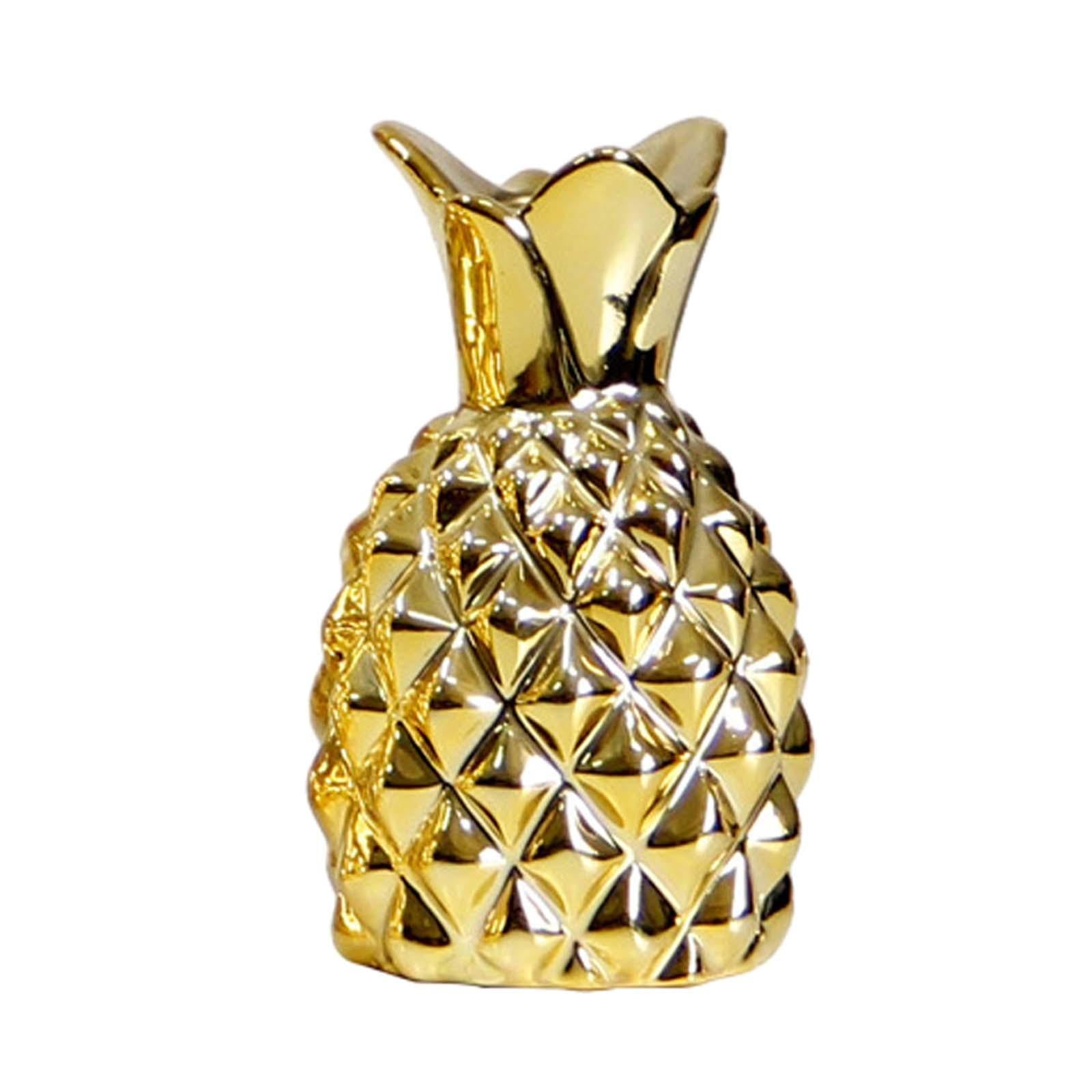 Pineapple Ceramic Vase Statue Desktop Ornament for Living Room Bedroom Shelf S