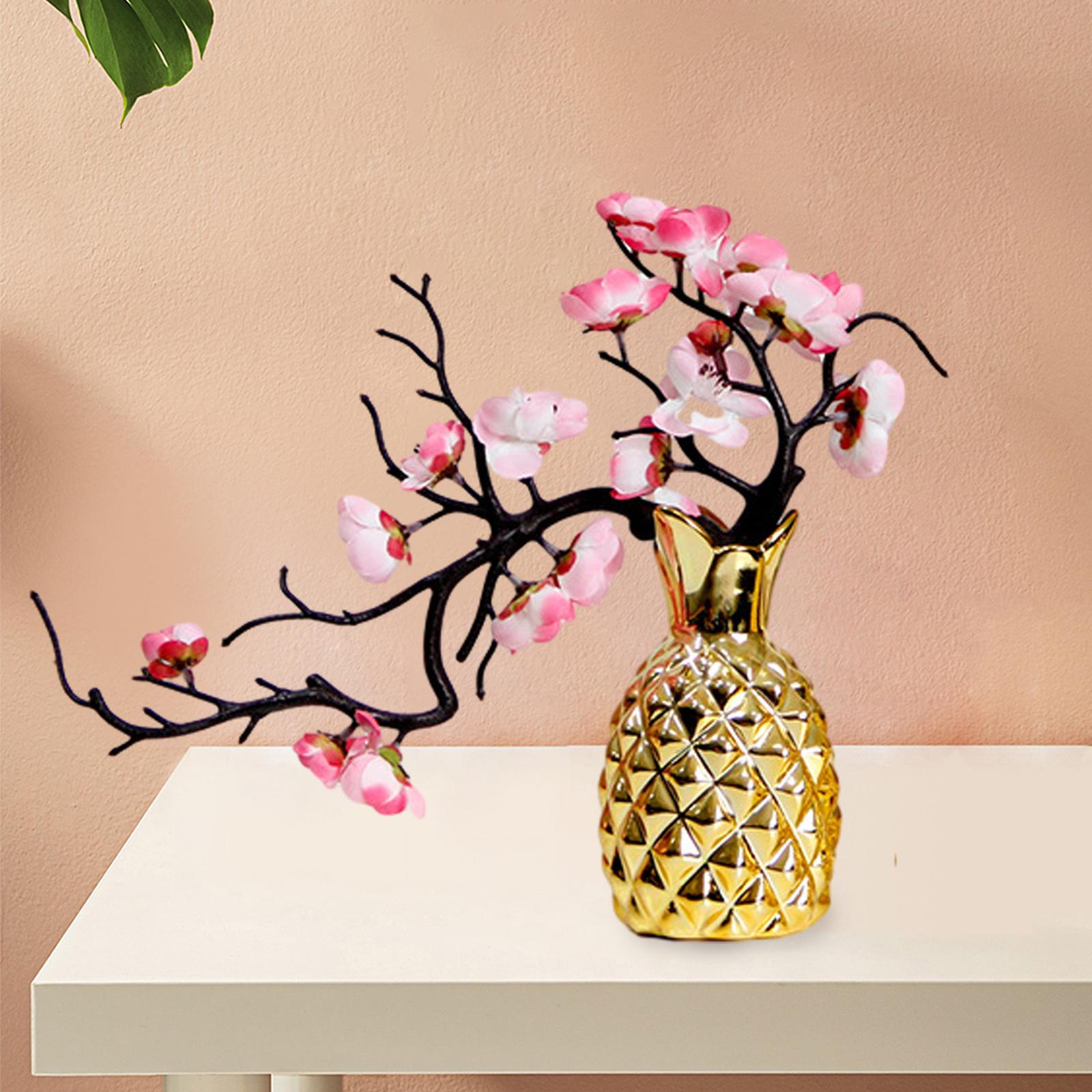 Pineapple Ceramic Vase Statue Desktop Ornament for Living Room Bedroom Shelf S