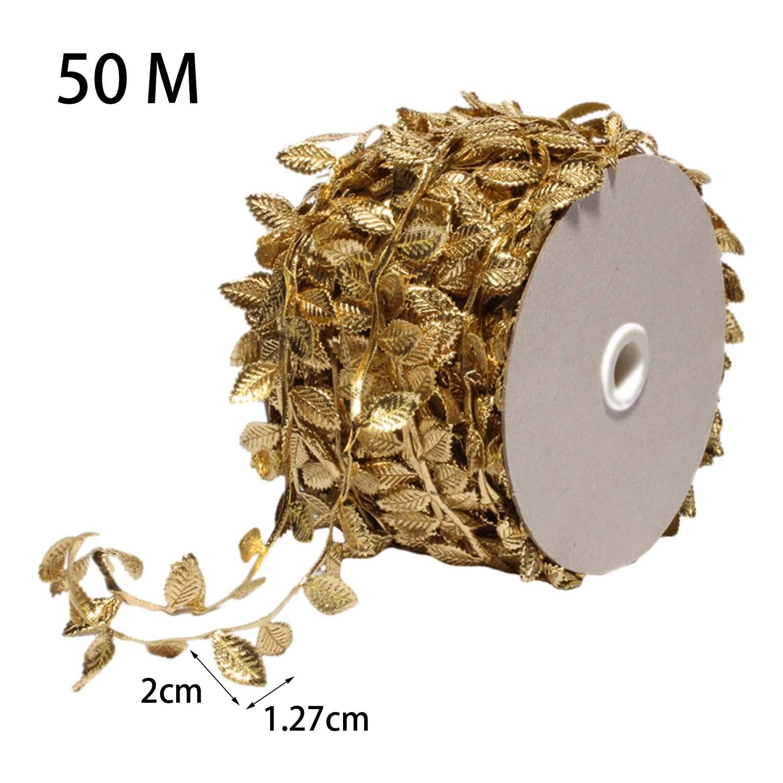 Leaf Ribbon Multifunctional 164 ft Decorative Ribbon for Wedding Garden Wall Gold