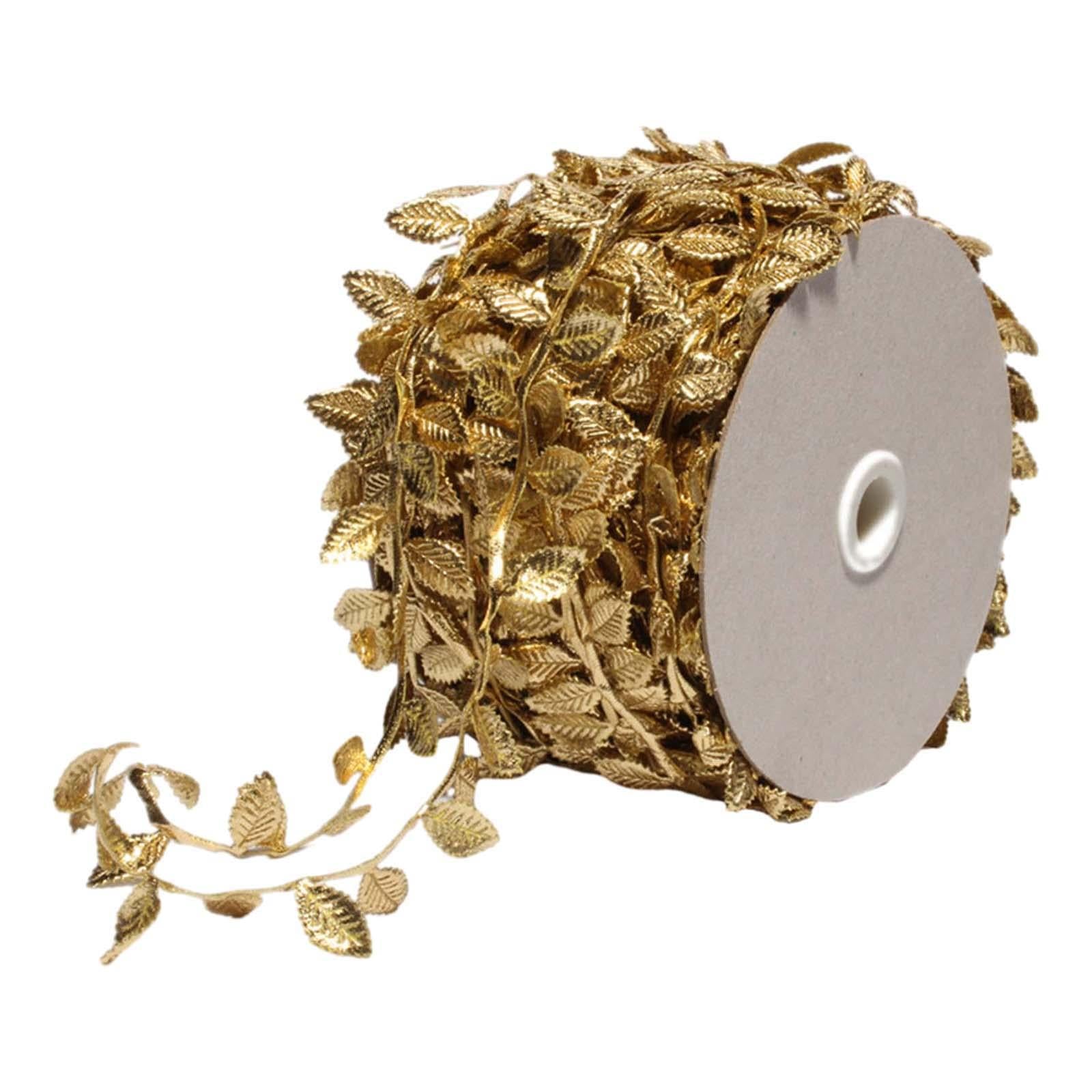 Leaf Ribbon Multifunctional 164 ft Decorative Ribbon for Wedding Garden Wall Gold