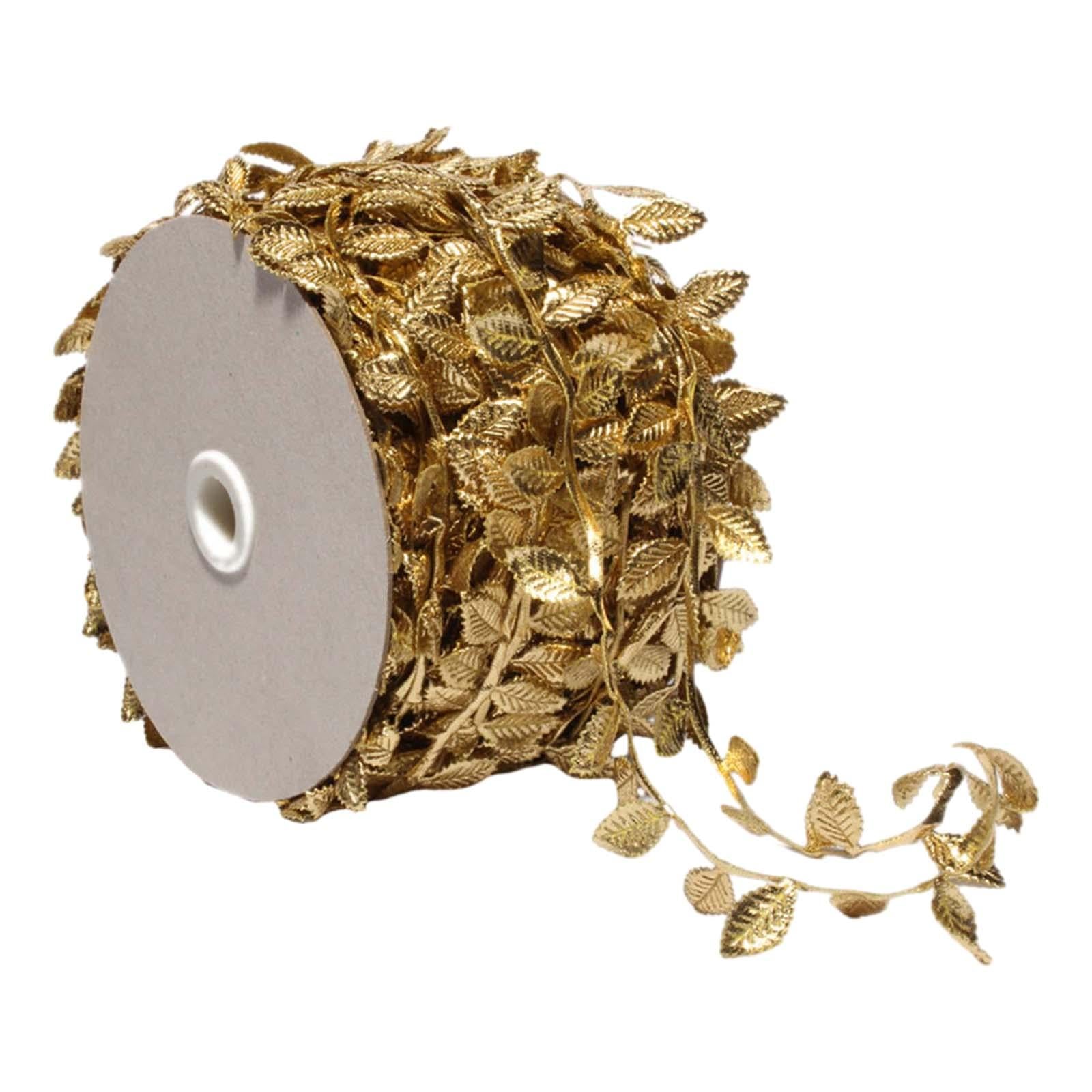 Leaf Ribbon Multifunctional 164 ft Decorative Ribbon for Wedding Garden Wall Gold