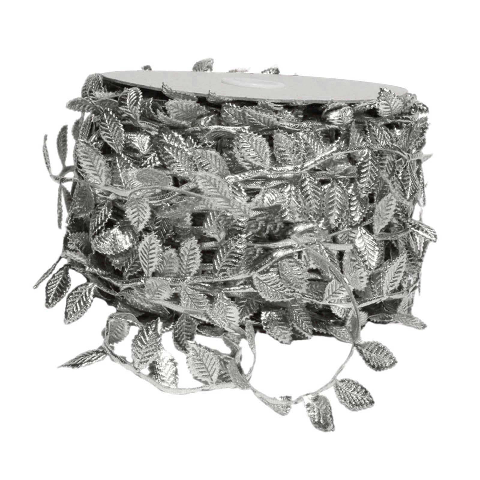 Leaf Ribbon Multifunctional 164 ft Decorative Ribbon for Wedding Garden Wall Silver