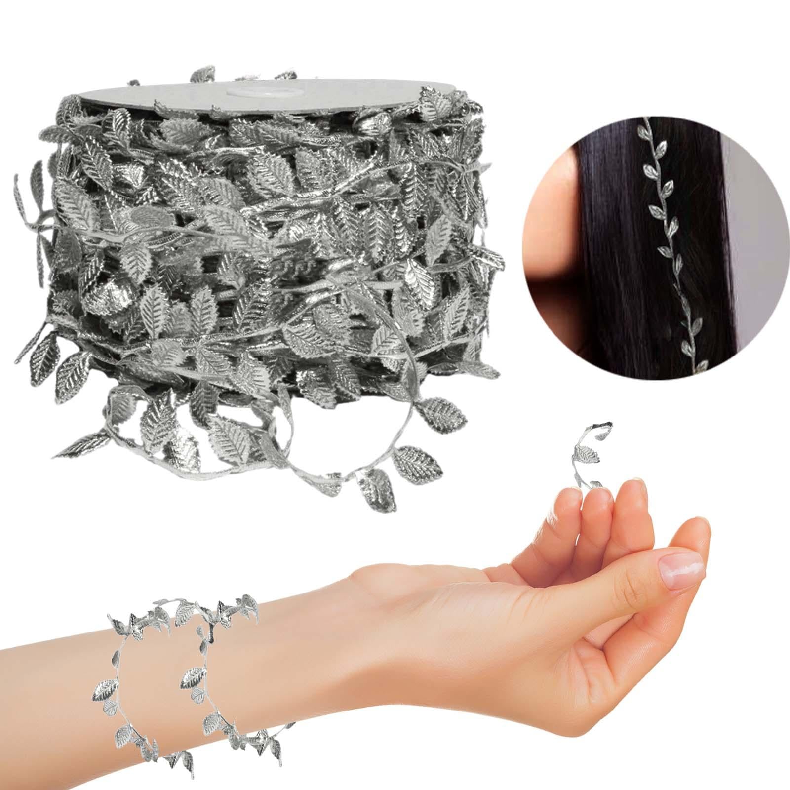 Leaf Ribbon Multifunctional 164 ft Decorative Ribbon for Wedding Garden Wall Silver