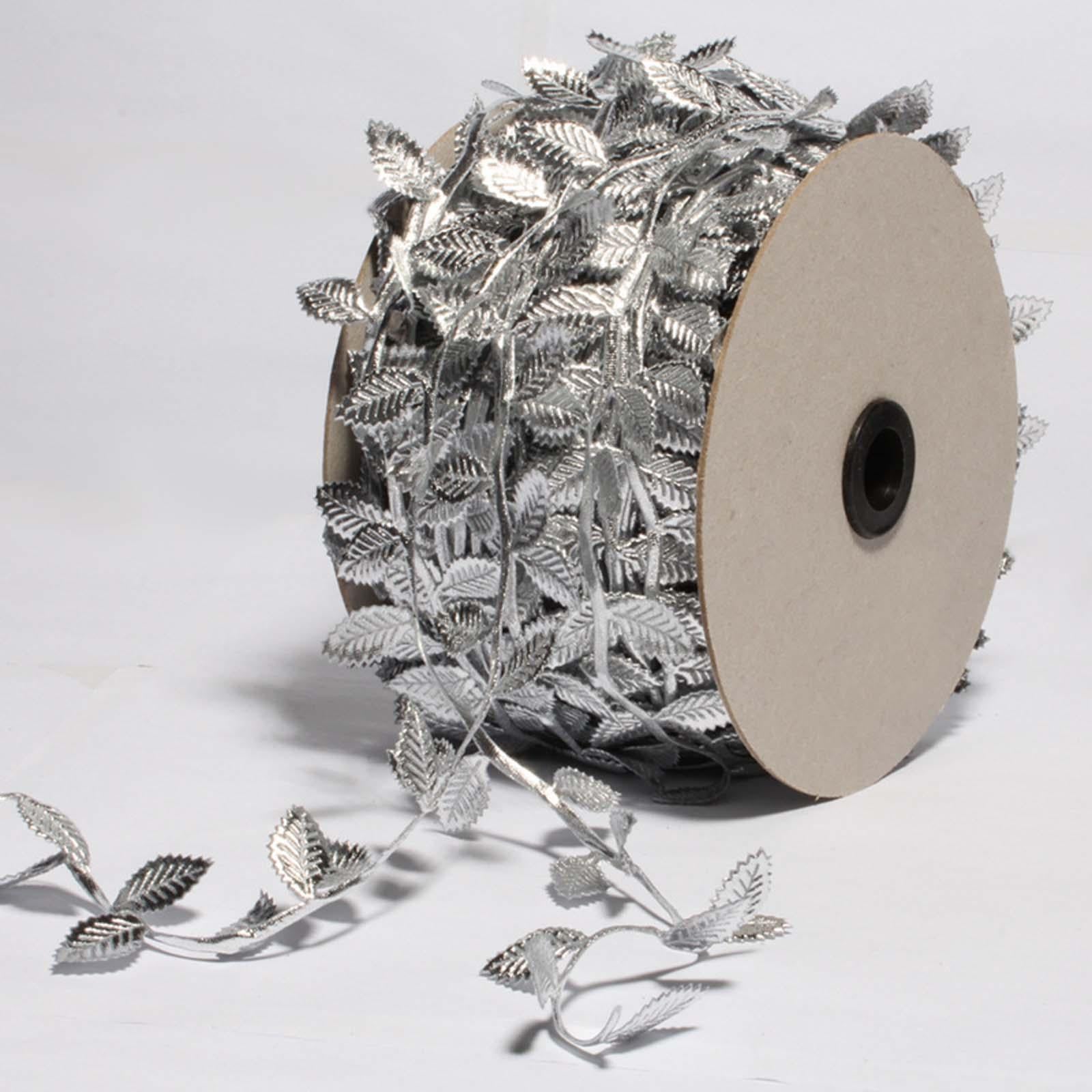 Leaf Ribbon Multifunctional 164 ft Decorative Ribbon for Wedding Garden Wall Silver